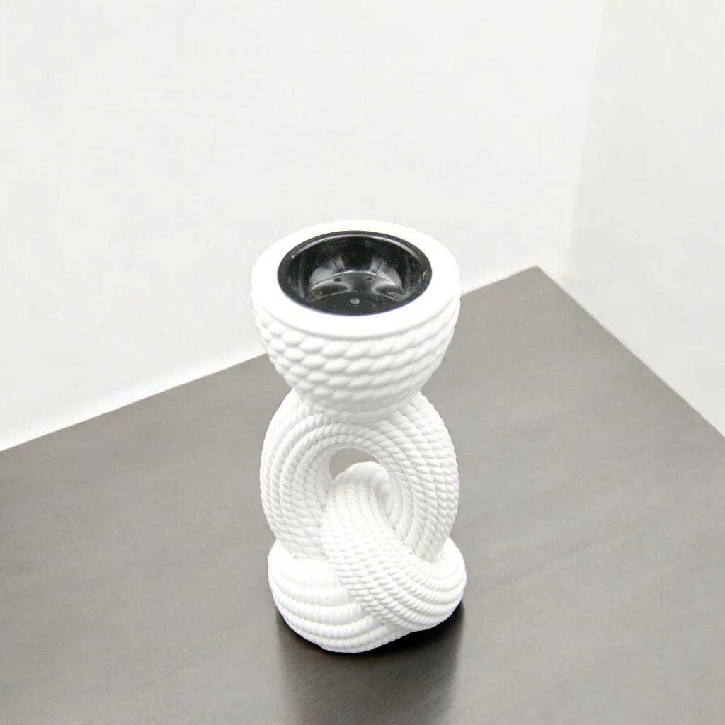 Damoo White Rope-Inspired Arabic Bakhour Burner – Luxury Oud Incense Holder with Tassel | Modern Islamic Home Decor - Damoo