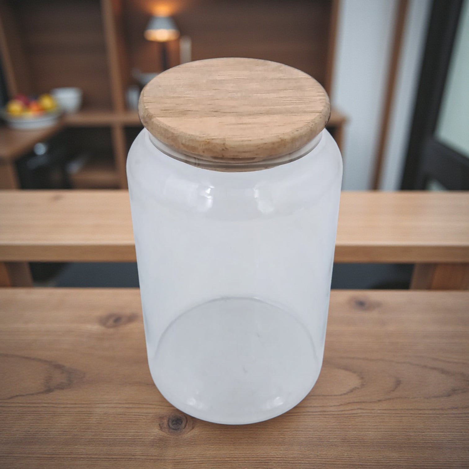 Glass Kitchen Storage Jar with Acacia Wood Lid | Airtight Borosilicate Container for Spices, Coffee, Sugar & Dry Goods | Modern Pantry & Countertop Organizer