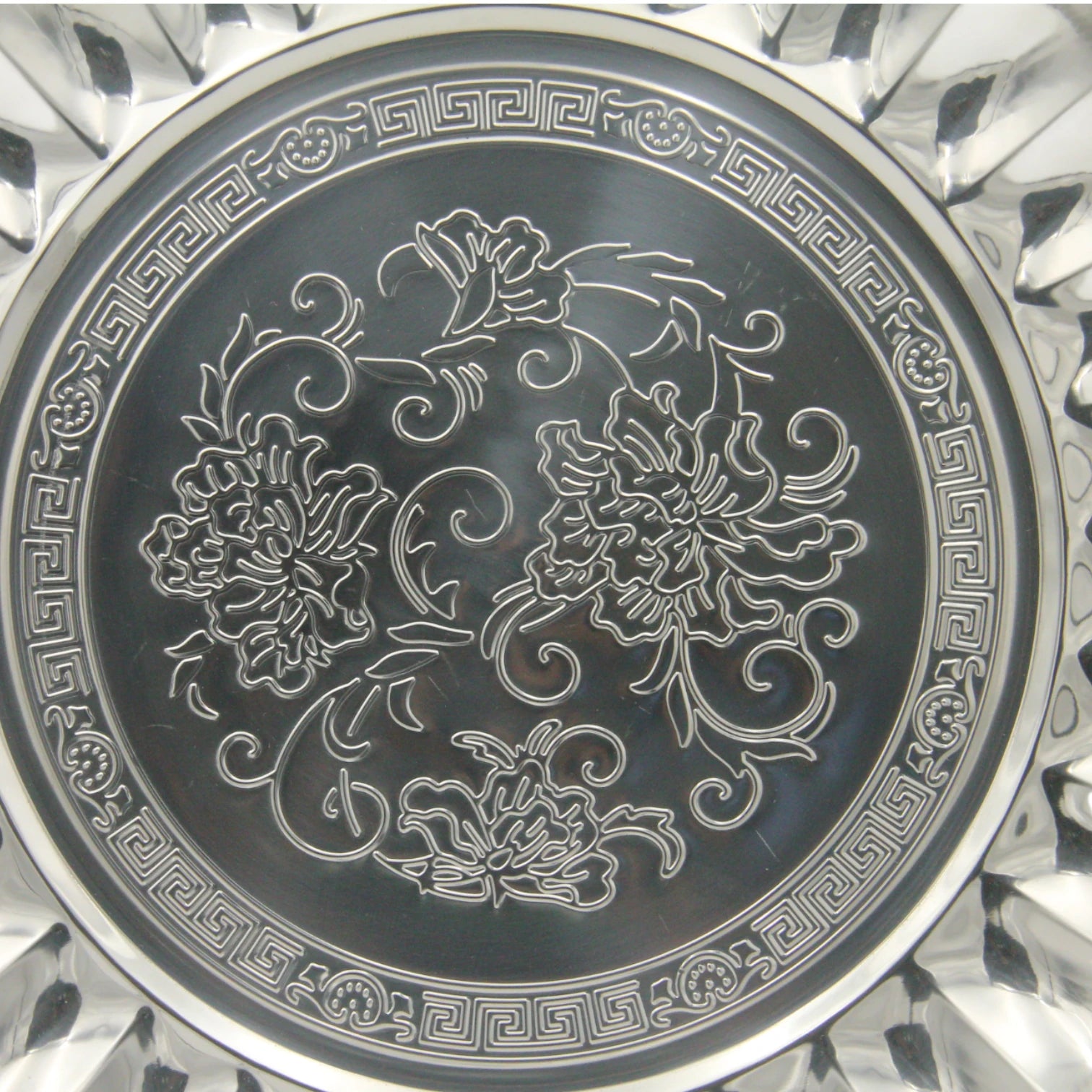 Decorative Stainless Steel Serving Plate – Round Embossed Tray with Floral Pattern – Durable & Rust-Resistant – Ideal for Sweets, Fruits & Events - Damoo
