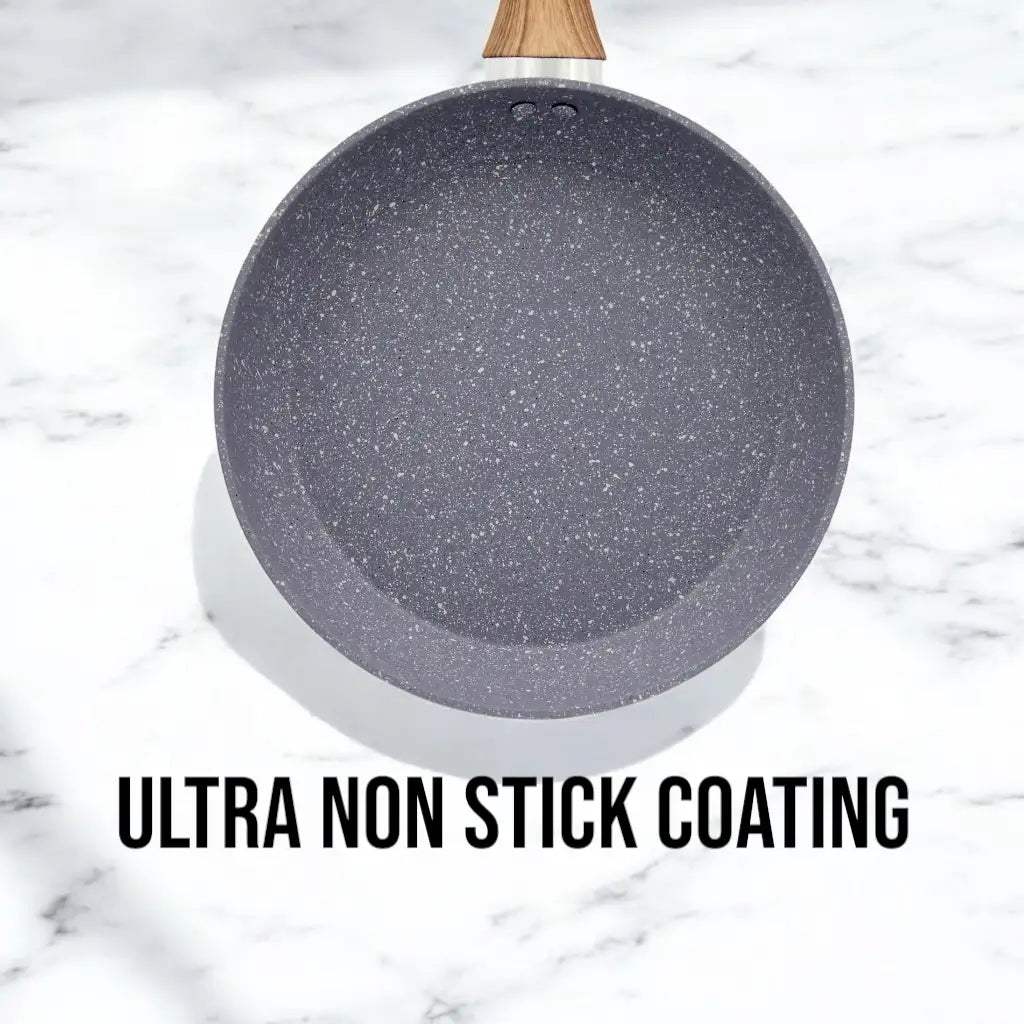 DELCASA 11-Piece Non-Stick Cookware Set – Forged Aluminum with Durable Granite Coating, PTFE & PFOA Free, Induction Compatible, Soft-Touch Bakelite Handles, Tempered Glass Lids, 5-Layer Construction - Damoo