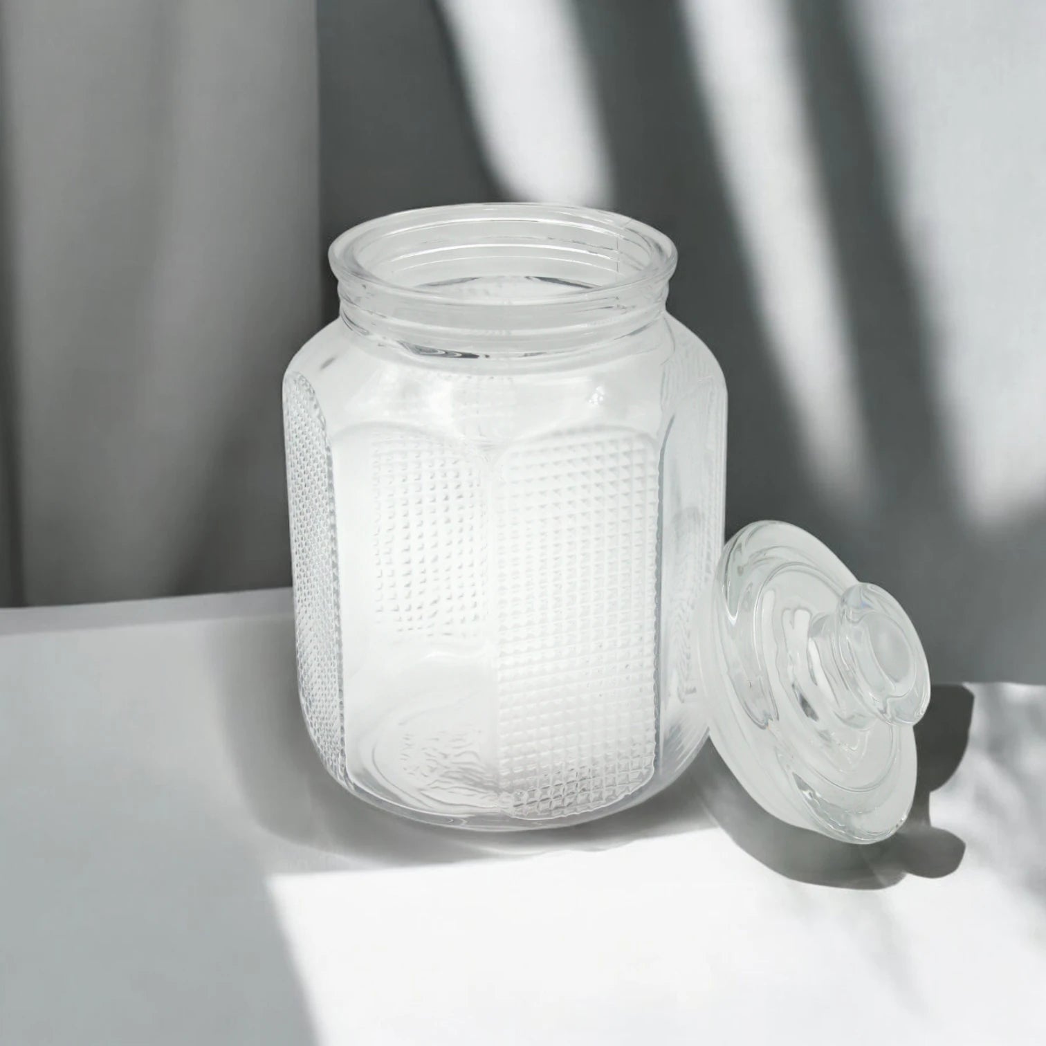 DELISOGA Airtight Glass Storage Jar 2.2 L – Airtight BPA-Free Clear Container with Silicone Seal – Stackable, Durable, Dishwasher Safe – Pantry & Kitchen Organizer - MFG55-A - Damoo