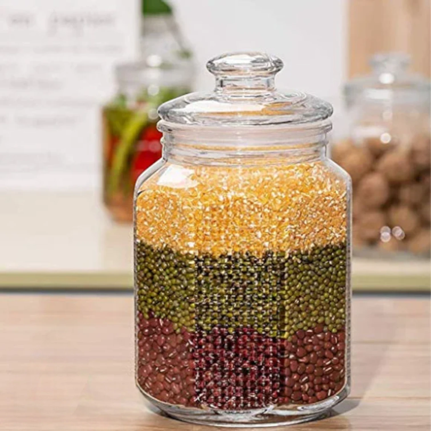 DELISOGA Airtight Glass Storage Jar 2.2 L – Airtight BPA-Free Clear Container with Silicone Seal – Stackable, Durable, Dishwasher Safe – Pantry & Kitchen Organizer - MFG55-A - Damoo