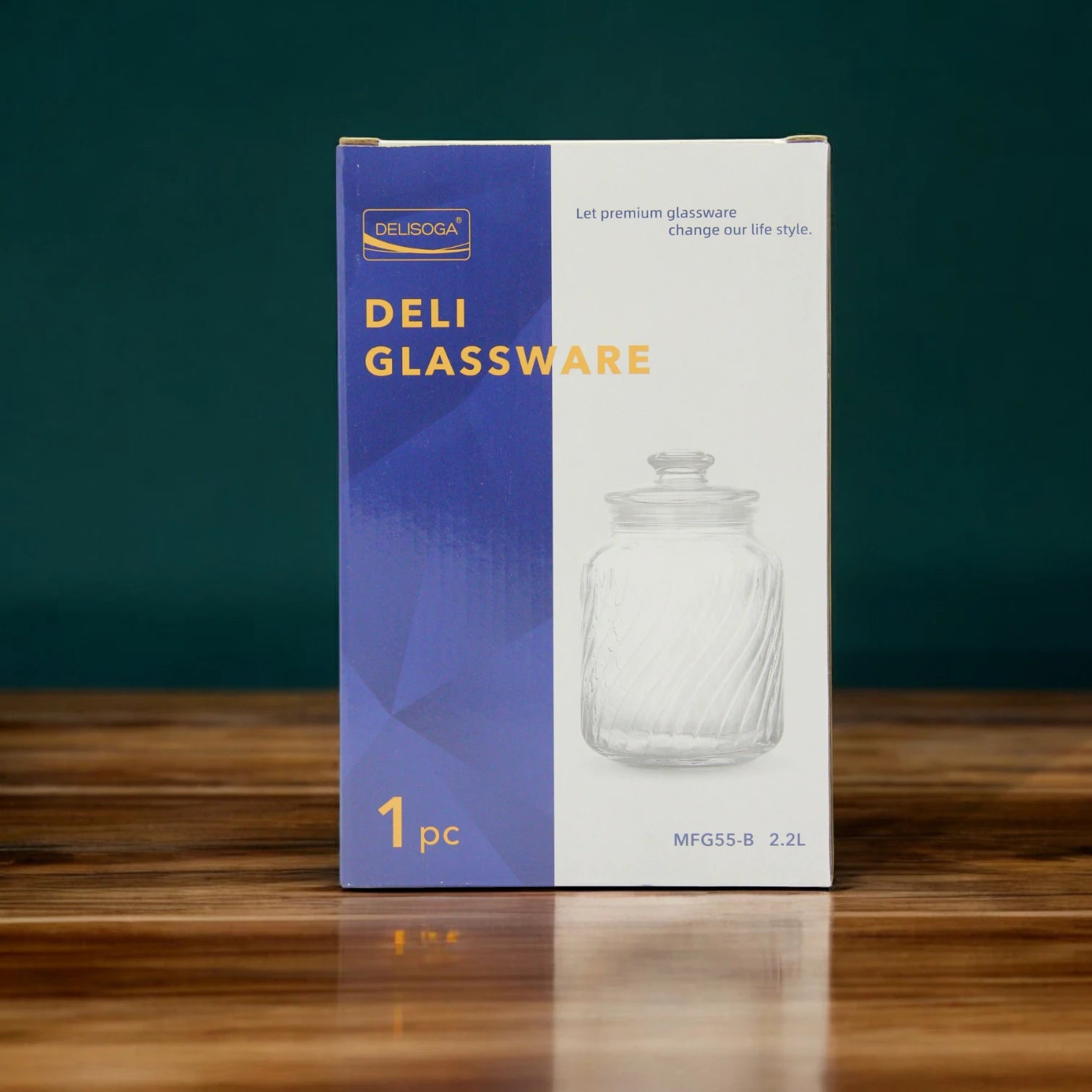 DELISOGA Fancy Cylindrical Glass Jar with Cork Lid 2.2L – Airtight Food Storage Container – Dishwasher Safe, Clear Design, Ideal for Pantry, Kitchen & Decor - MFG55-B - Damoo