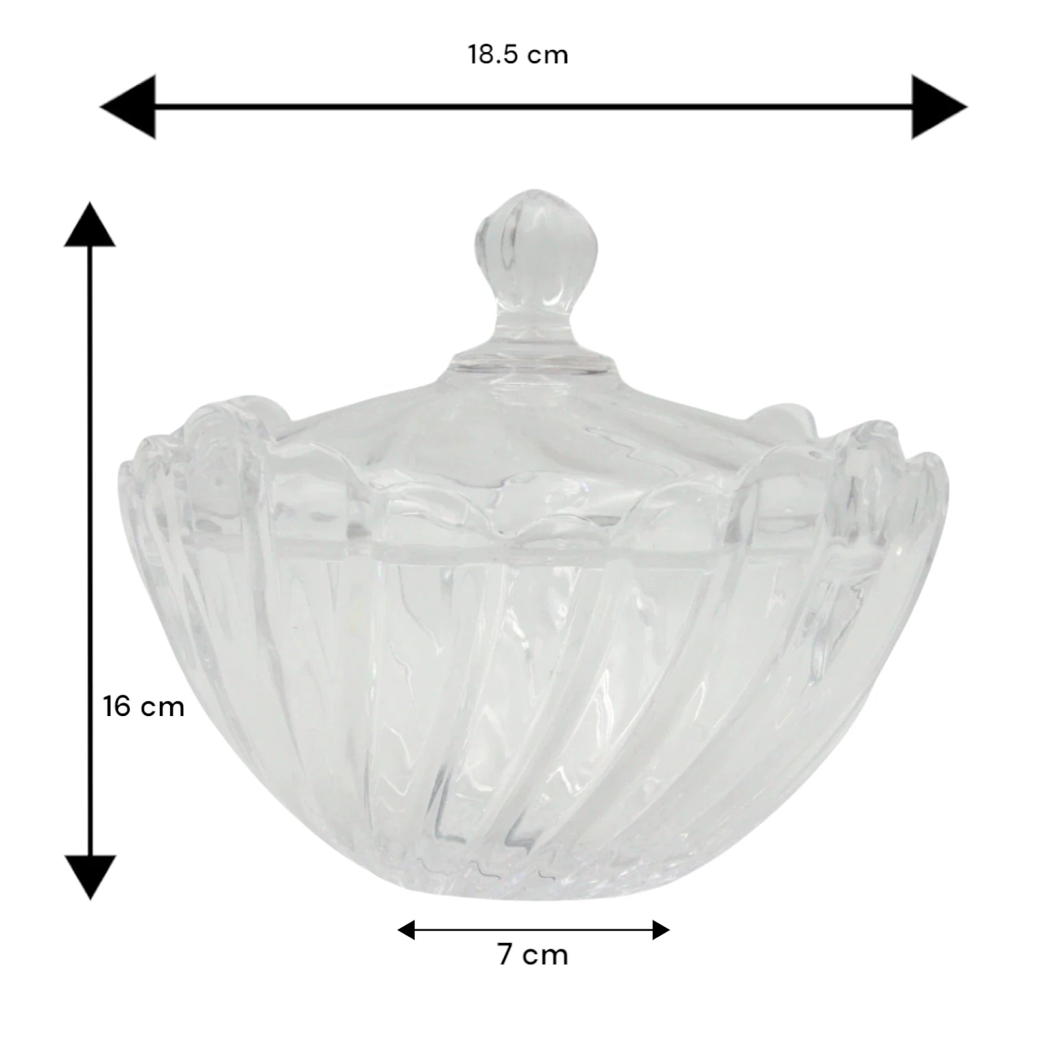 DIAMONDS Elegant Crystal-Style Glass Candy Bowl with Lid – Decorative Clear Storage Jar for Sweets, Nuts & Decor – Diamond Cut Design - Damoo