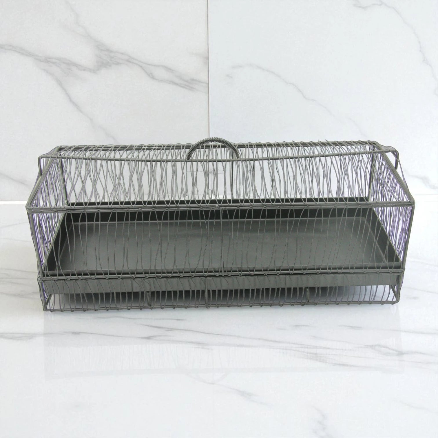 Durable Multipurpose Serving Tray with Shatter-Resistant Base & Insect-Proof Metal Mesh Dome – Ideal for Elegant Fruit, Pastry, and Dessert Presentation Indoors or Outdoors - Damoo