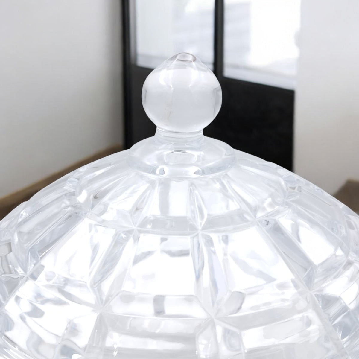 Premium Clear Diamond-Cut Acrylic Jar with Dome Lid – Elegant Multi-Purpose Storage Container for Home, Sweets & Décor (19H x 18L x 18W cm) - Damoo