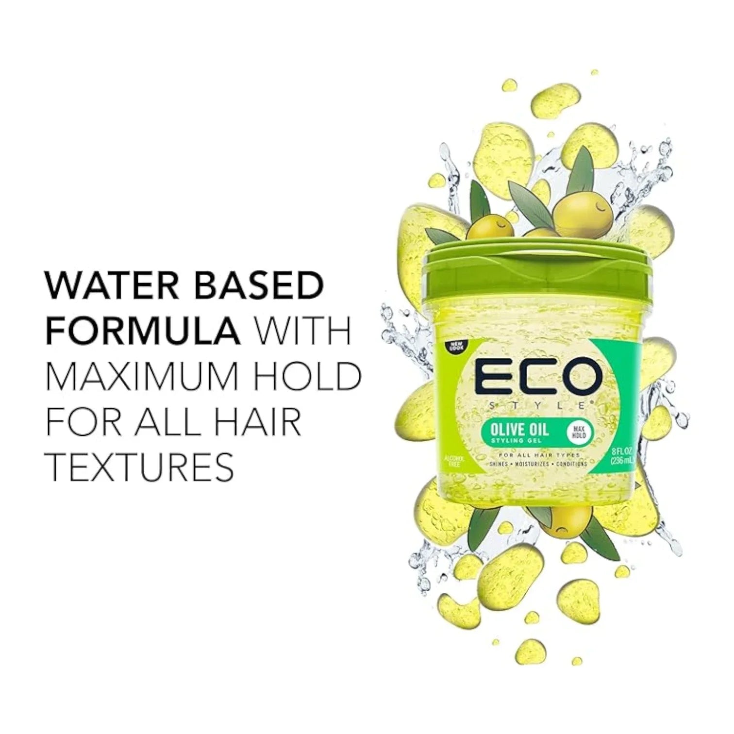 Eco Style Olive Oil Styling Gel – 236ml | Alcohol-Free Hair Gel for Frizz Control, Shine & Hydration | Natural Hold for All Hair Types | With 100% Pure Olive Oil - Damoo