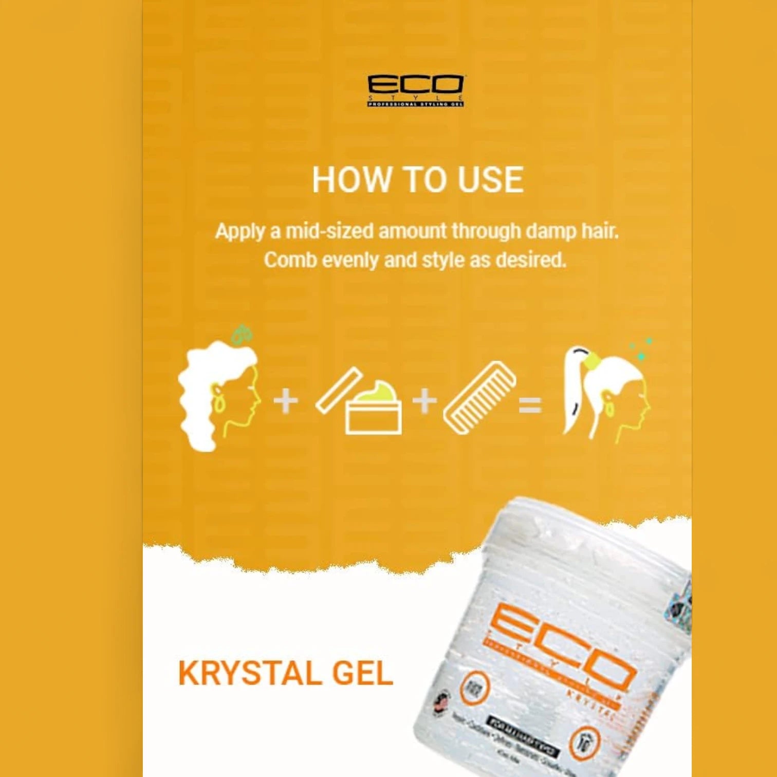 Eco Style VNDEFUL 960 Krystal Professional Styling Gel – 236ml | Alcohol-Free, Maximum Hold & Shine for All Hair Types - Damoo