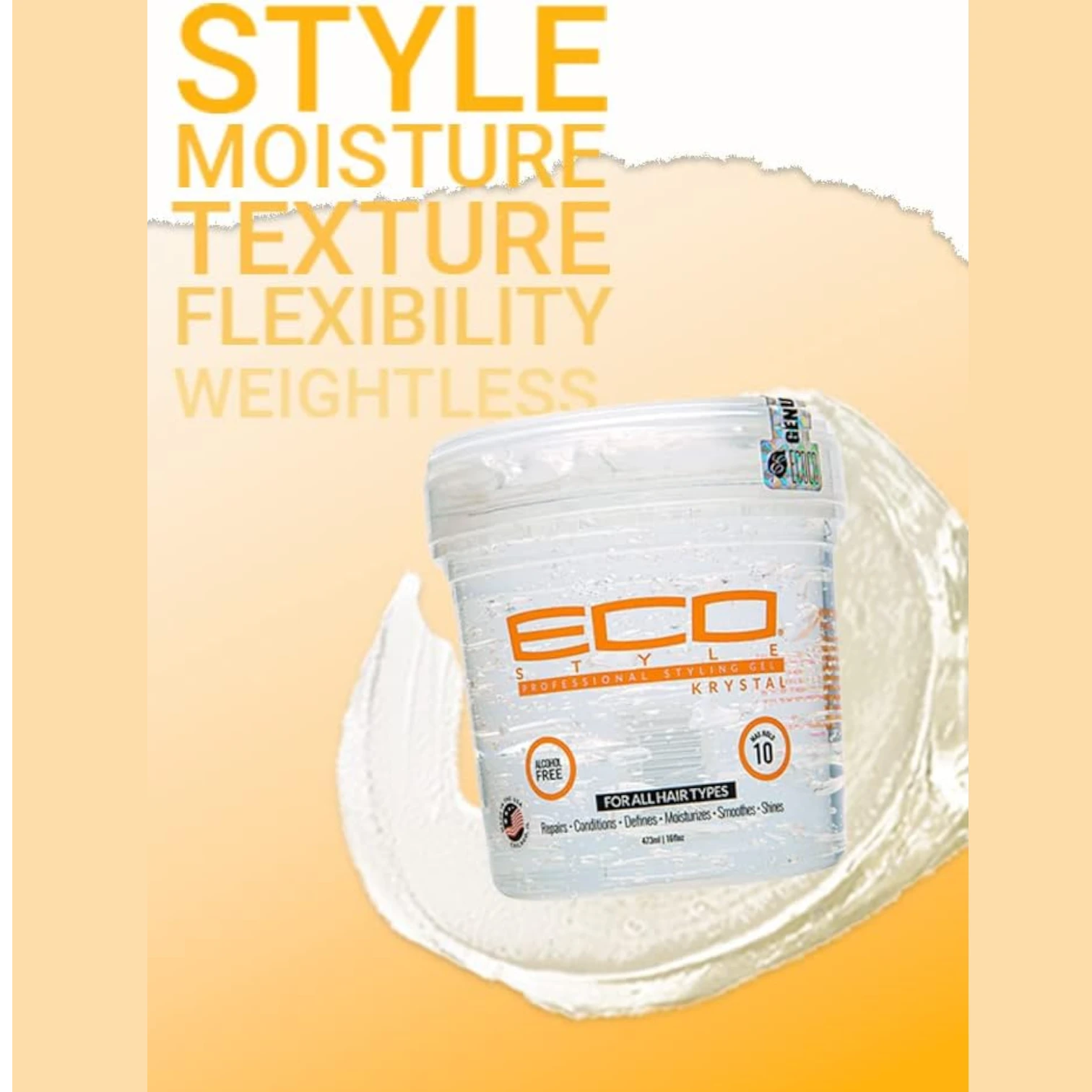 Eco Style VNDEFUL 960 Krystal Professional Styling Gel – 236ml | Alcohol-Free, Maximum Hold & Shine for All Hair Types - Damoo