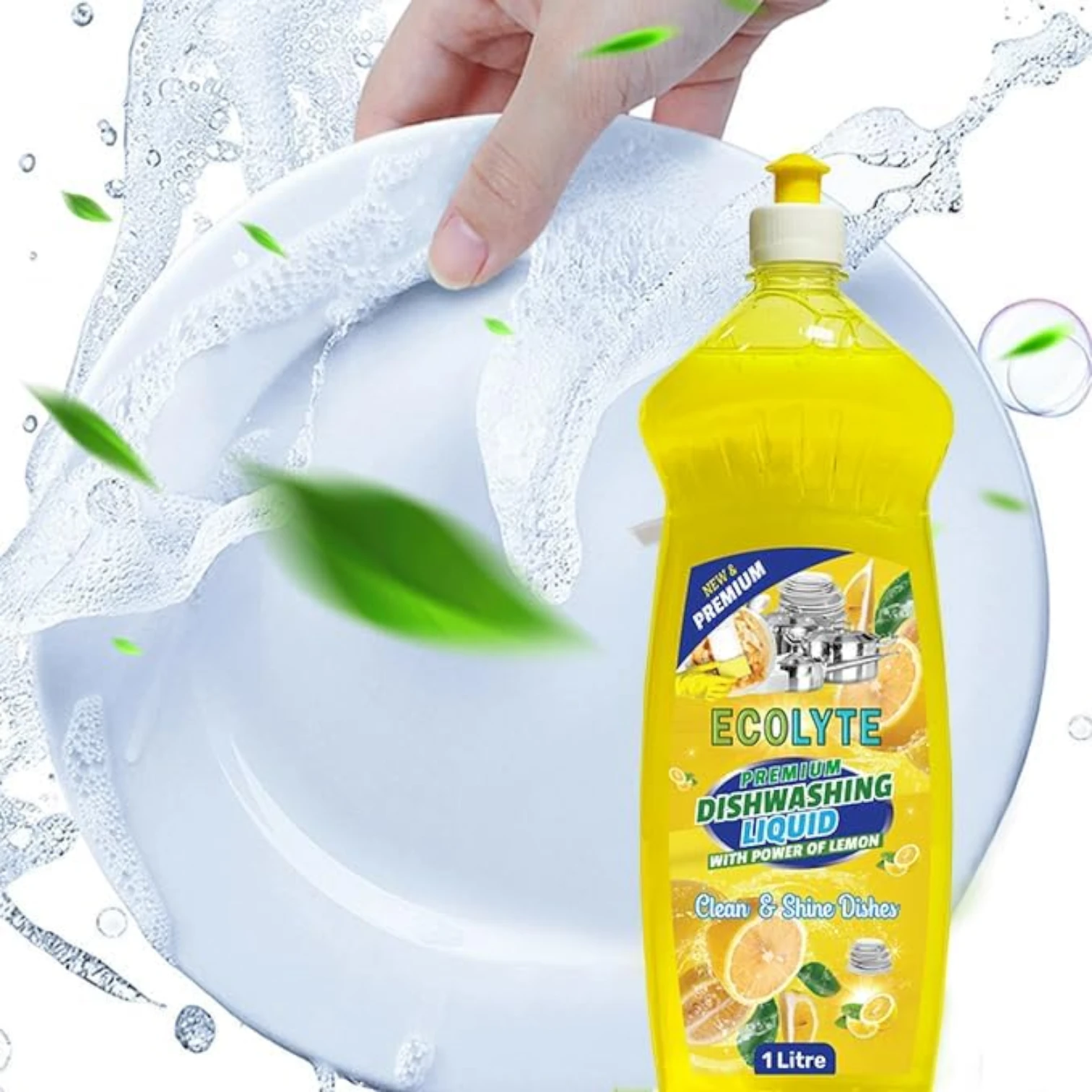 ECOLYTE Antibacterial Dishwashing Liquid – Pack of 2 (Lemon & Lavender, 1L) | 5+ Action Formula | All-Purpose Grease Remover & Kitchen Cleaner - Damoo