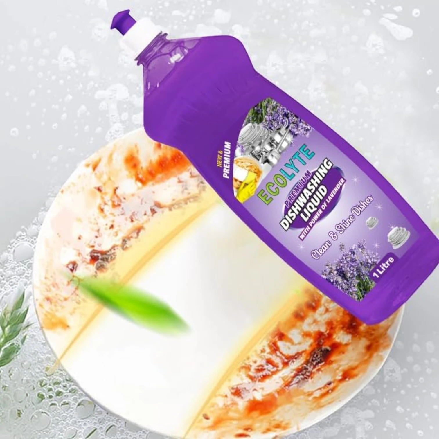 ECOLYTE Platinum Antibacterial Dishwashing Liquid – Pack of 2 (Green Apple & Lavender, 1L Each) | 5+ Action Formula | Grease Remover, No Residue, All-Purpose Kitchen Cleaner - Damoo