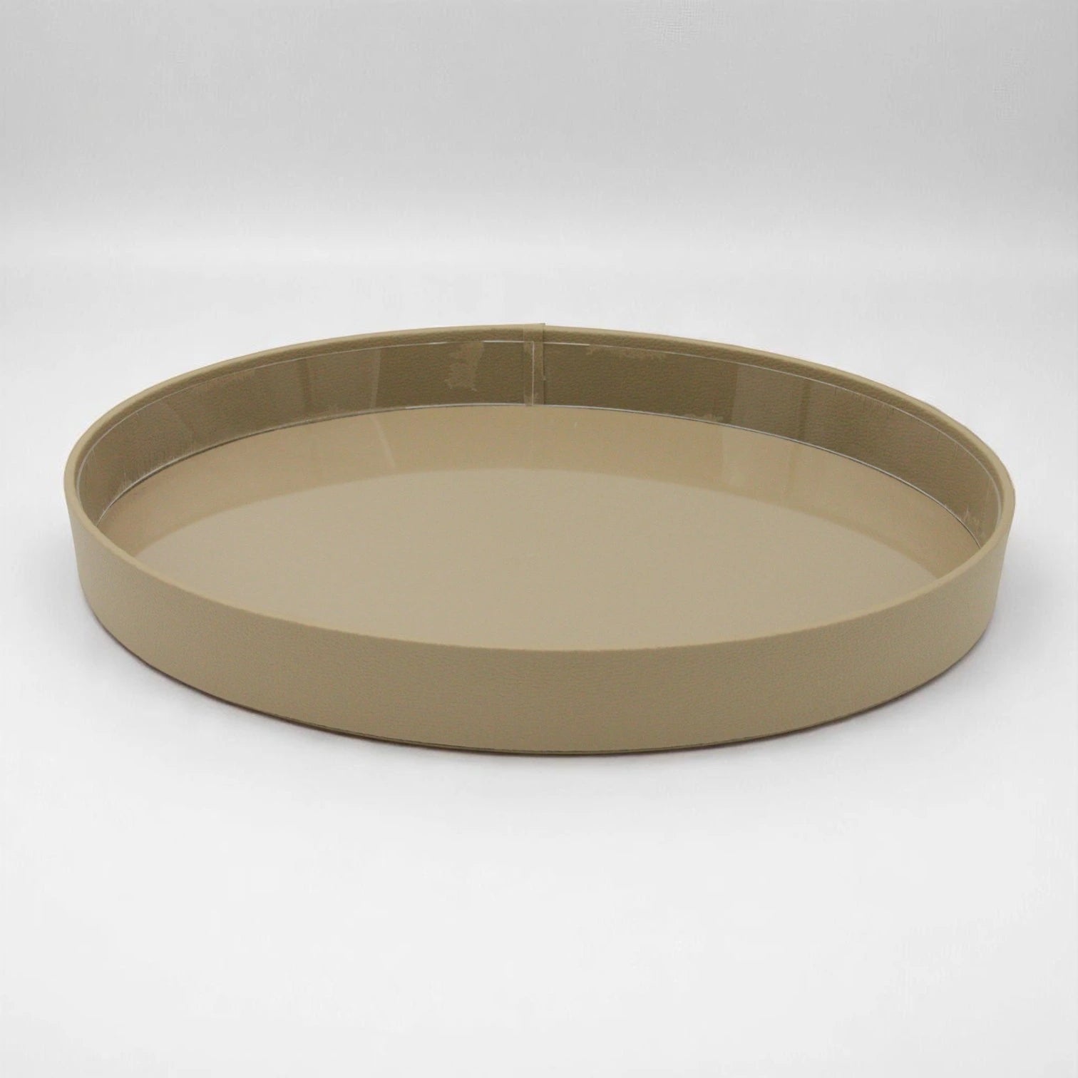 Elegant Beige Oval Leather Tray with Gold Accent – Decorative Storage Tray with Lid for Jewelry, Keys, or Vanity Display - Damoo