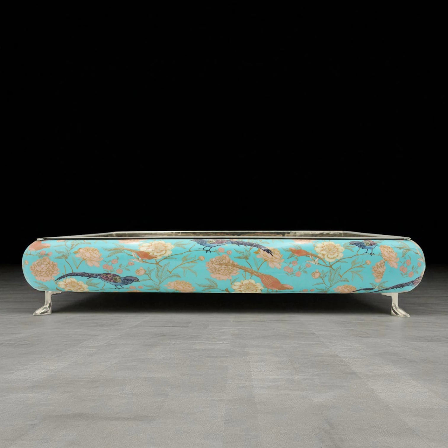 Elegant Floral Wooden Serving Tray with Hammered Metal Top – Decorative Footed Display Stand for Home, Parties & Gifting - Damoo