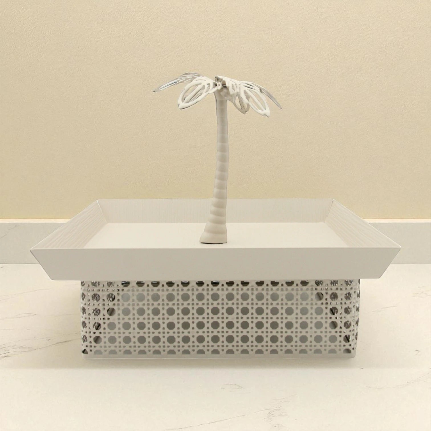Elegant Palm-Inspired Multipurpose Tray | Modern Square Design with Metallic Base | Ideal for Serving, Decor, or Gifting - Damoo