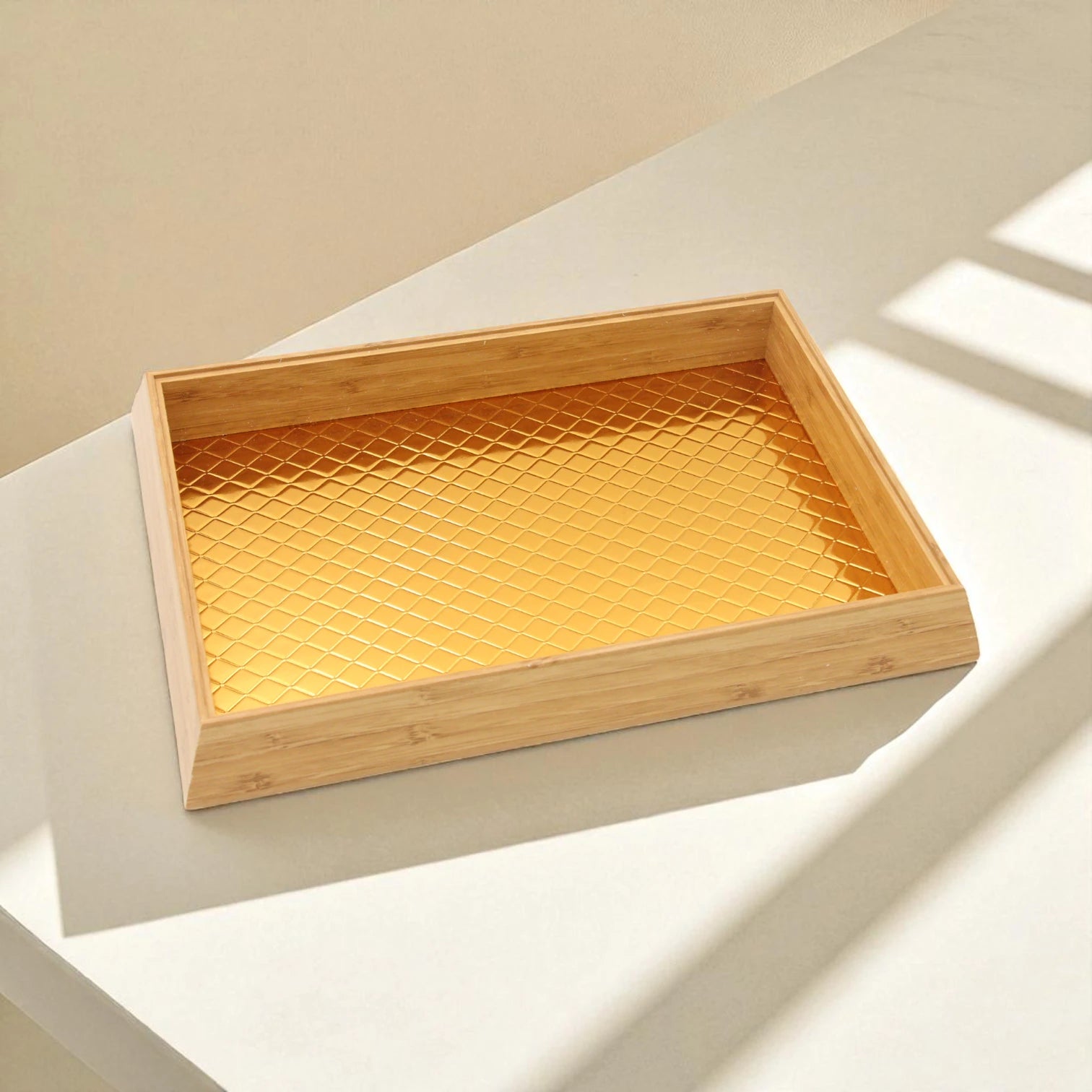 Elegant Rectangular Multi-Purpose Storage & Serving Box with Gold Handle - Perfect for Kitchens, Living Rooms & Vanities - Damoo