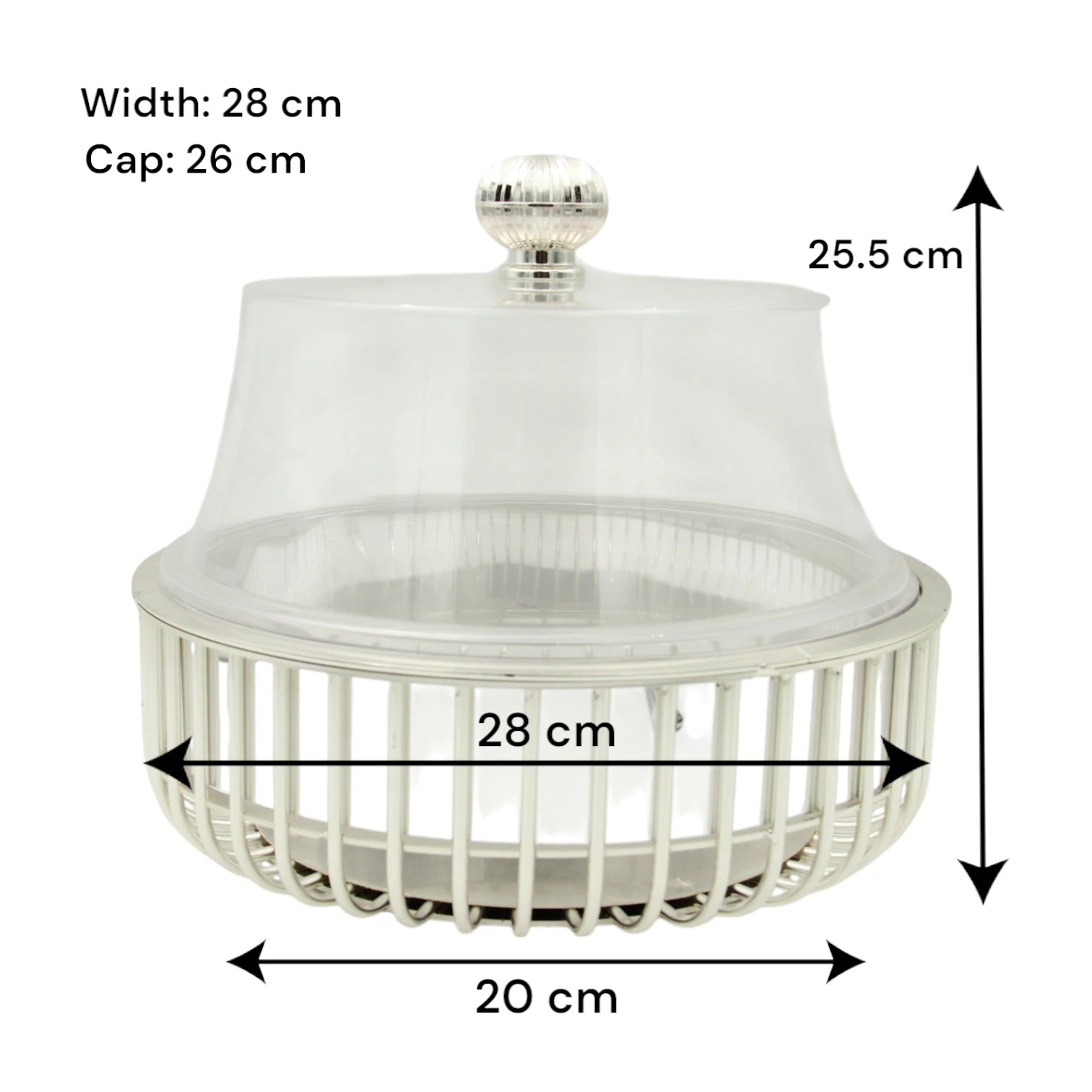 Elegant Silver Cake Server with Dome Lid – Al Fursan Modern Classic Collection (AF-30CS-8) – Stylish Dessert Stand for Parties, Events, and Home Display - Damoo