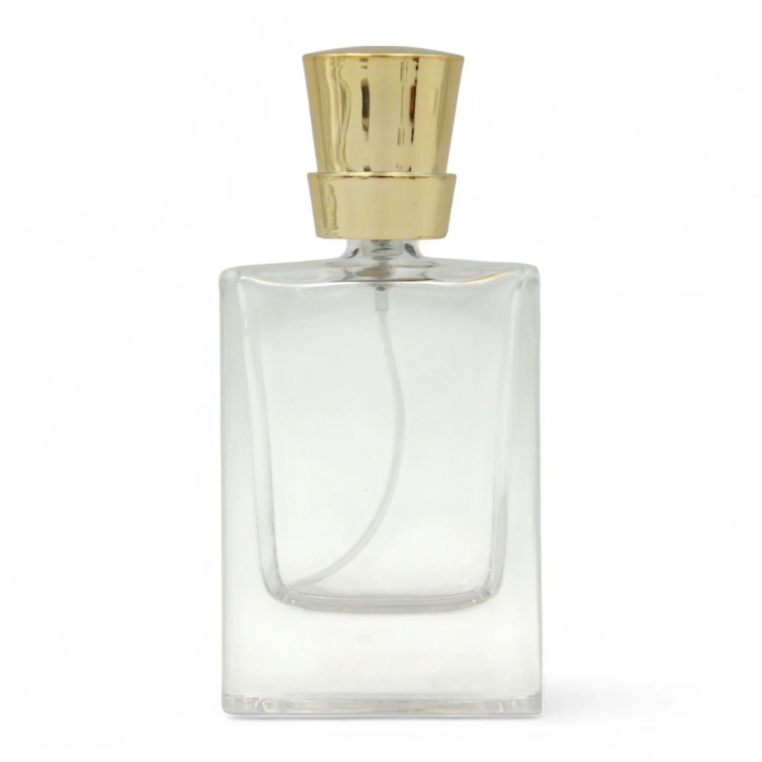 Elegant Square Glass Perfume Bottle 50 ML – Refillable Atomizer with Gold Spray Cap - Damoo