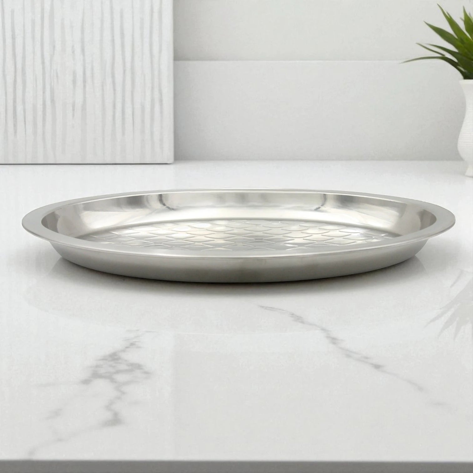 Elegant Stainless Steel Multi-Use Tray – Ideal for Festivals, Fruits, and Snacks - Damoo