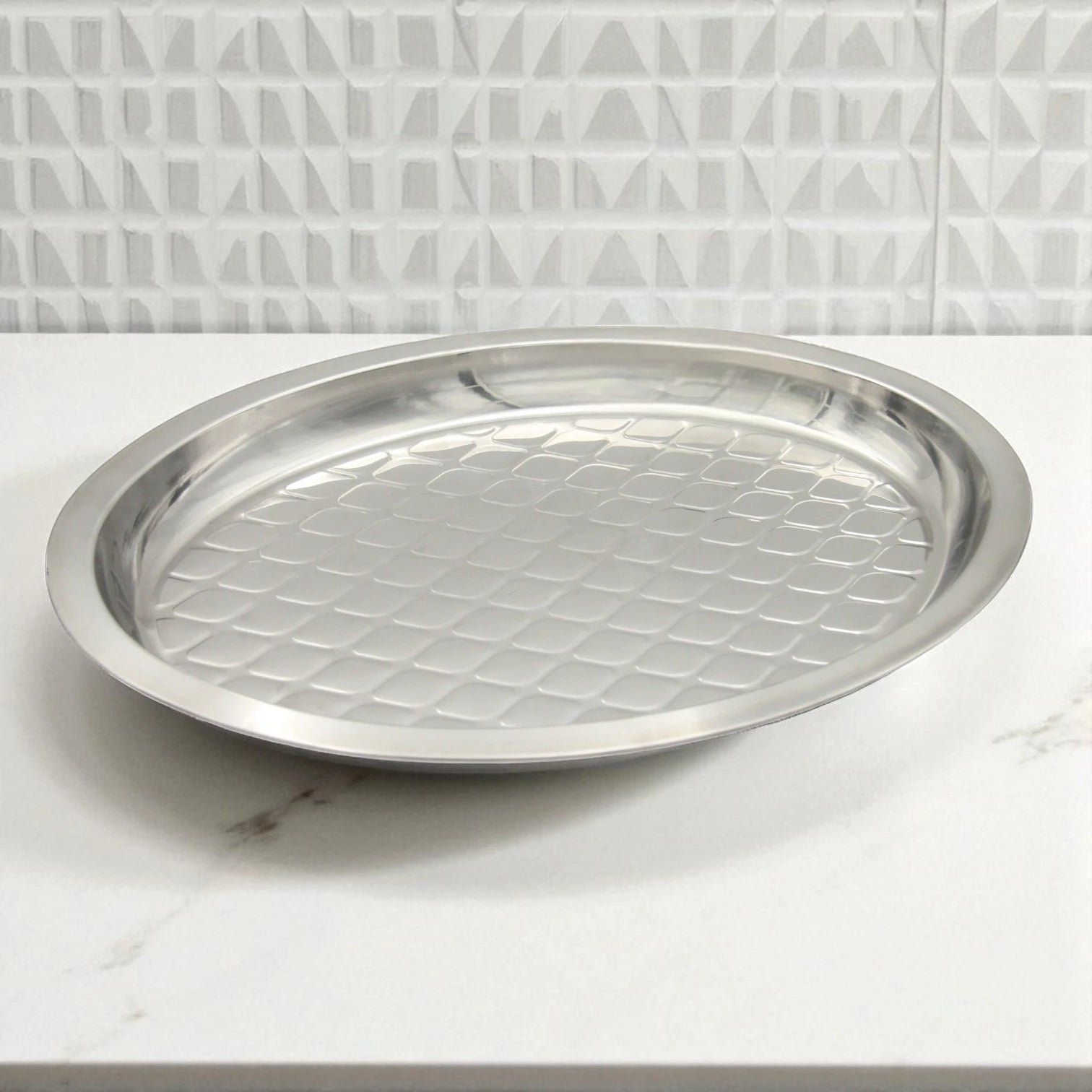 Elegant Stainless Steel Multi-Use Tray – Ideal for Festivals, Fruits, and Snacks - Damoo