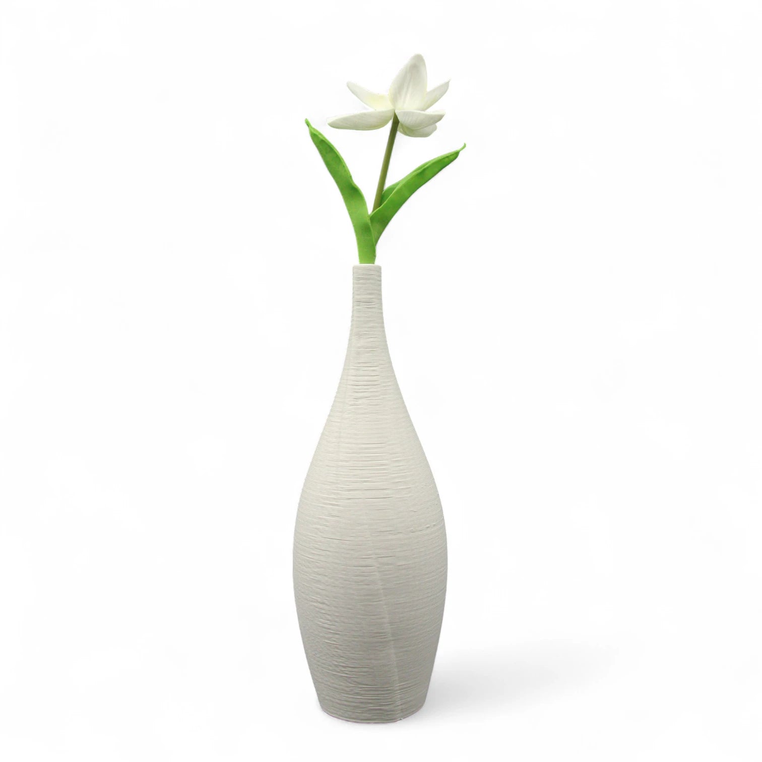 Elegant White Ceramic Flower Vase – Minimalist Decorative Vase for Fresh or Dried Floral Arrangements, Home & Office Decor - Damoo