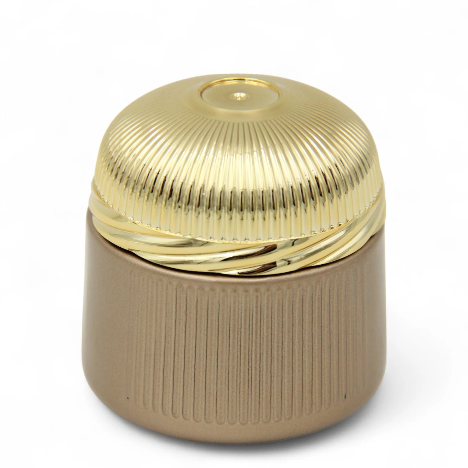 Elegant White Incense Jar with Luxe Gold Lid 100 ML | Airtight Container for Resin & Cone Storage - Damoo