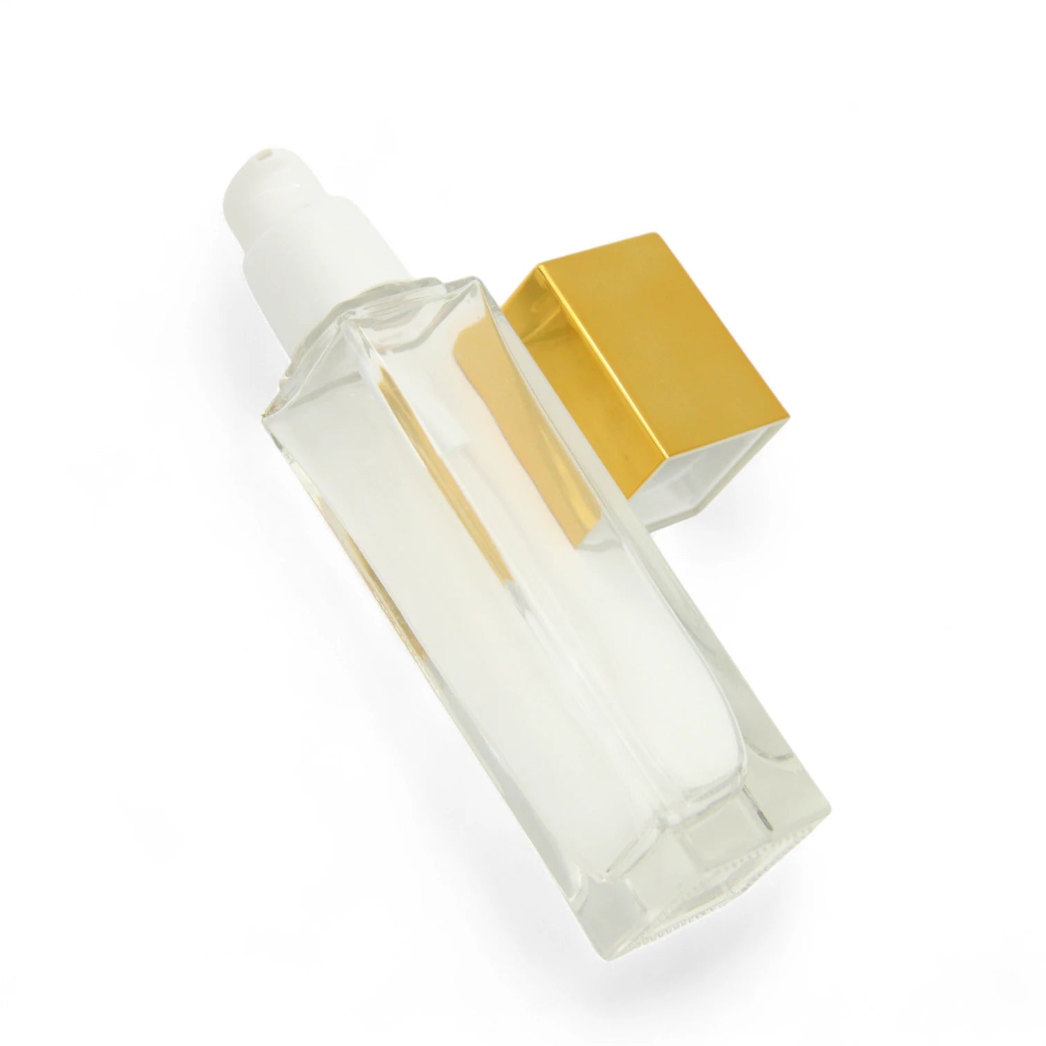 Empty Refillable Bottle 50ML – Clear Transparent Body with Shiny Gold Cap | Portable Bottle for Oils & Lotions - Damoo