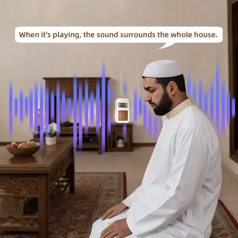 Equantu Holy Quran Bluetooth Wall Speaker with Touch Lamp – 16 Reciters, 16 Translations, MP3 Shortcuts, Remote & App Control, Rechargeable, 8GB Memory - Damoo