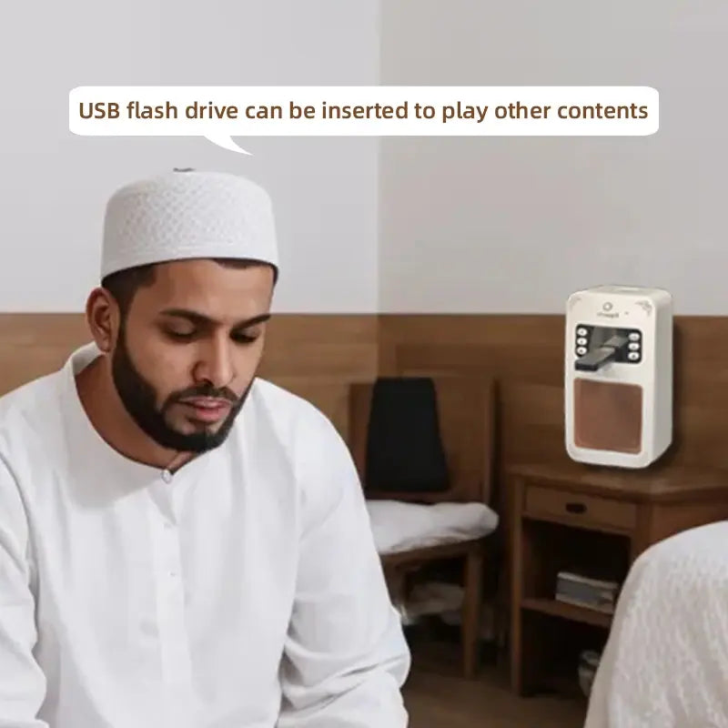 Equantu Holy Quran Bluetooth Wall Speaker with Touch Lamp – 16 Reciters, 16 Translations, MP3 Shortcuts, Remote & App Control, Rechargeable, 8GB Memory - Damoo