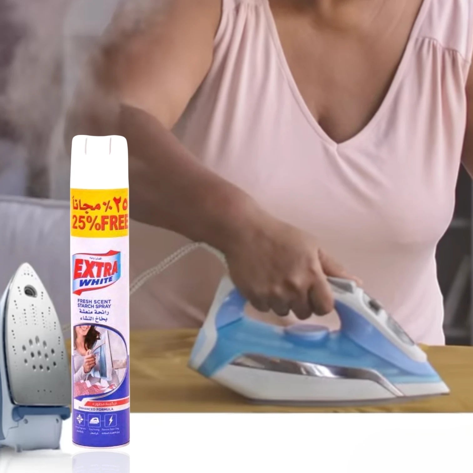 Extra White Starch Spray 500ml | Easy Ironing Aid with Dirt Removal, Wrinkle Control & Long-Lasting Fragrance | New & Improved Formula for Crisp, Fresh Clothes - Damoo