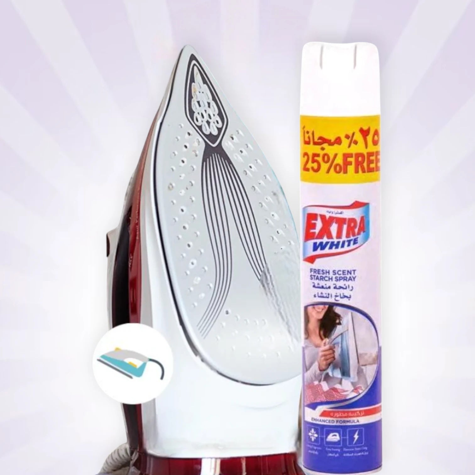 Extra White Starch Spray 500ml | Easy Ironing Aid with Dirt Removal, Wrinkle Control & Long-Lasting Fragrance | New & Improved Formula for Crisp, Fresh Clothes - Damoo