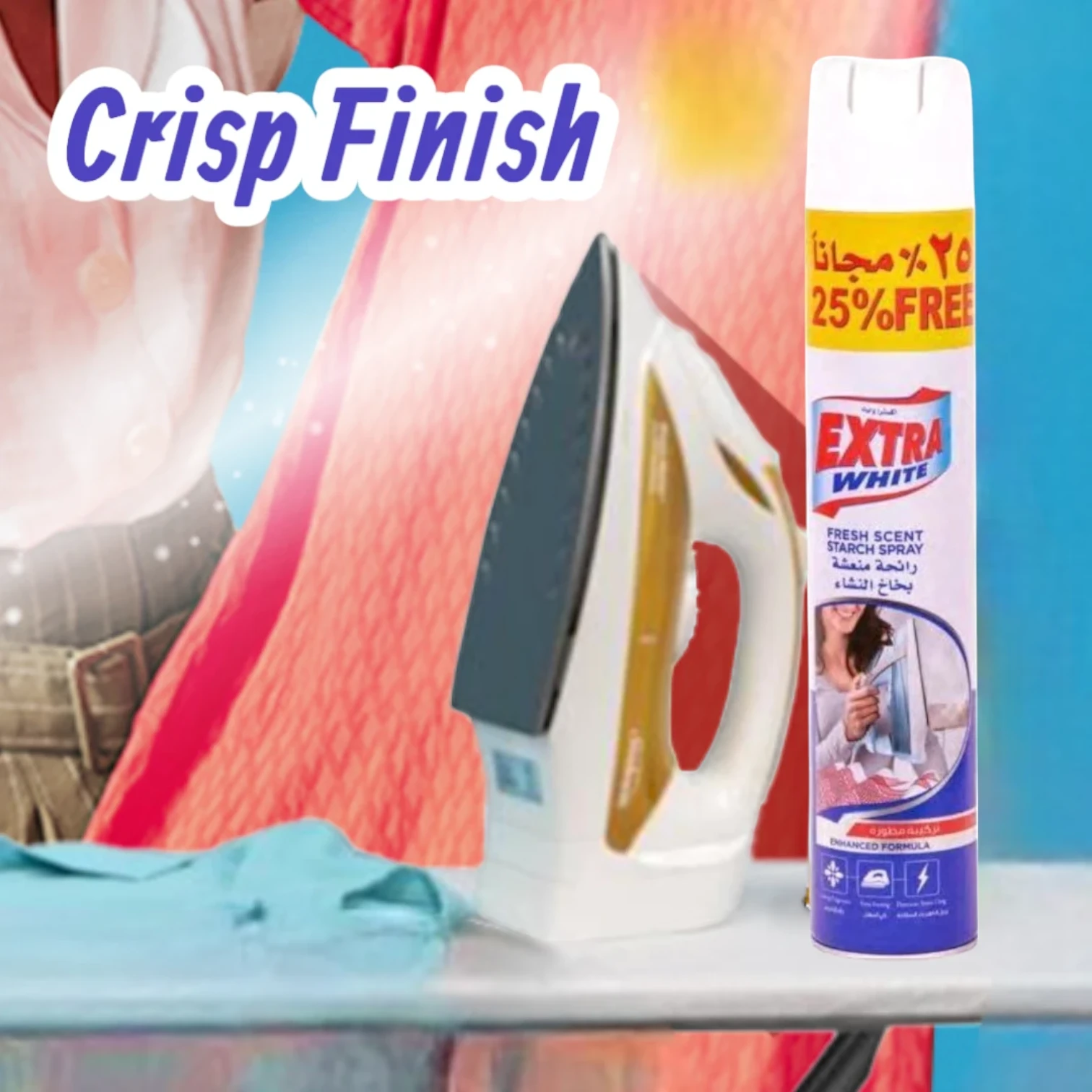 Extra White Starch Spray 500ml | Easy Ironing Aid with Dirt Removal, Wrinkle Control & Long-Lasting Fragrance | New & Improved Formula for Crisp, Fresh Clothes - Damoo
