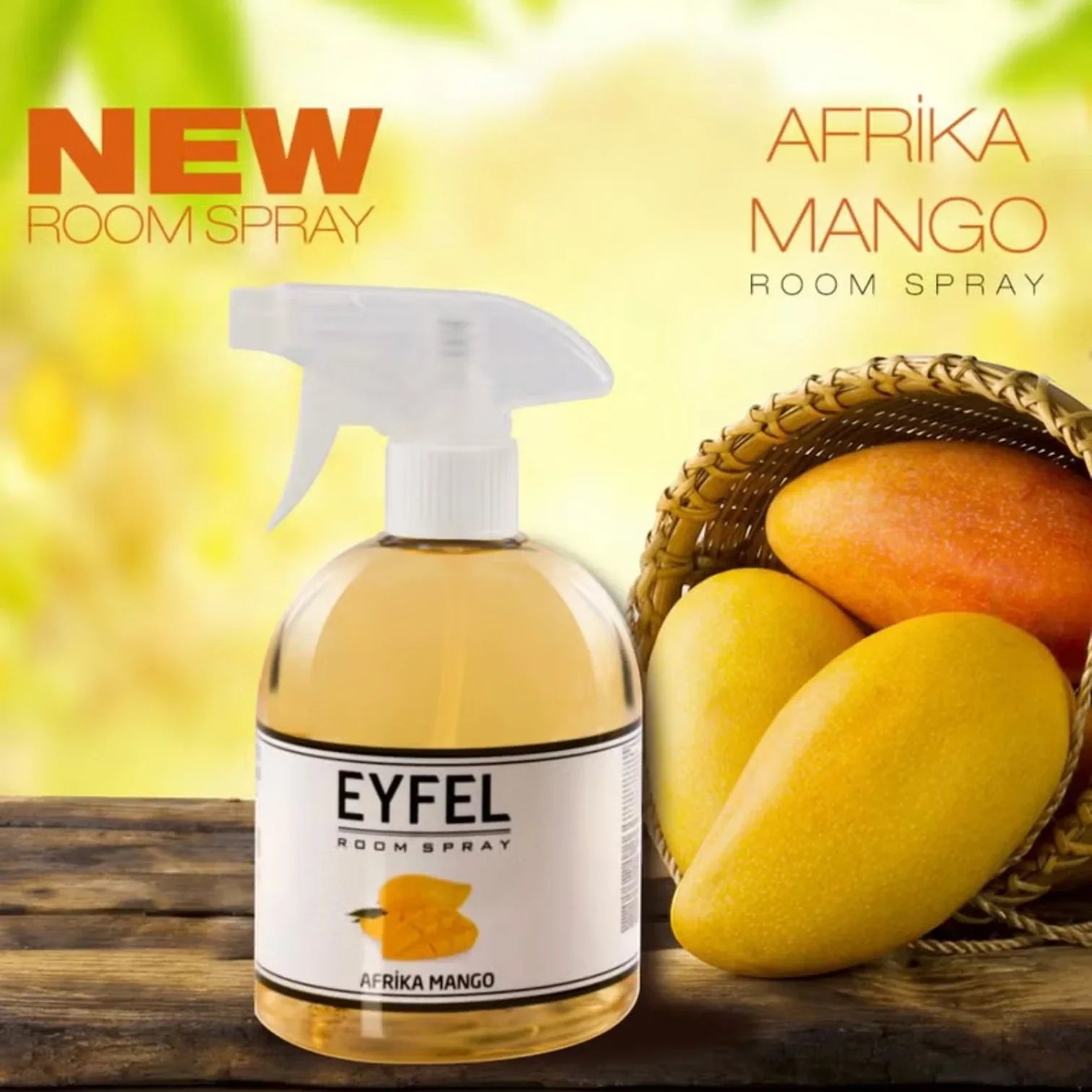 EYFEL Afrikan Mango Room Spray Air Freshener – 500ml Long-Lasting Fruity Scent with Premium Essential Oils – Golden Bottle Multi-Purpose Spray for Home, Office, Bedroom & Bathroom - Damoo