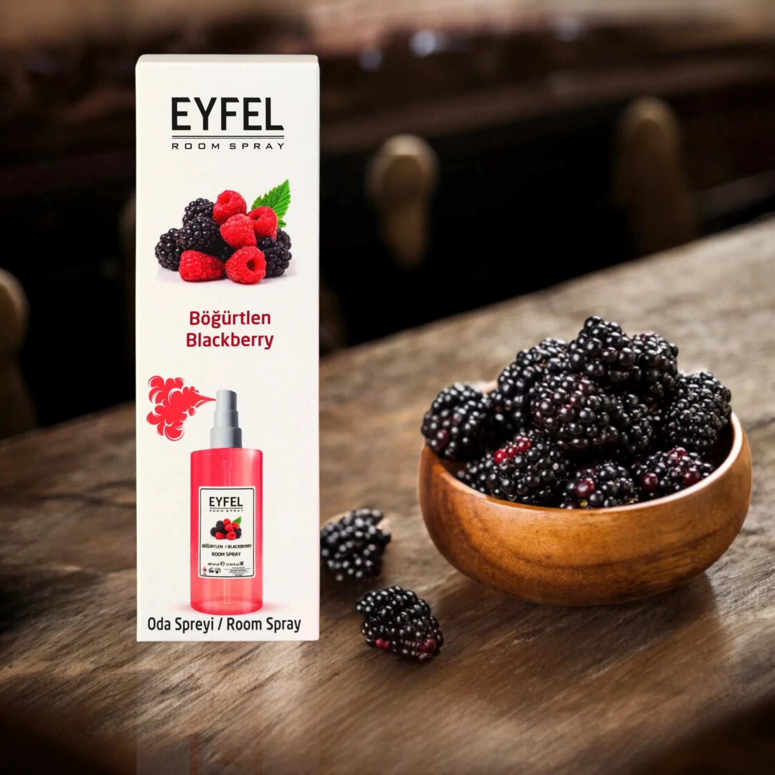 EYFEL Blackberry Room Spray – 400ml - Long-Lasting Mixed Berry Air Freshener for Home & Office - Fruity Scent with Blackberry & Raspberry Notes - Damoo