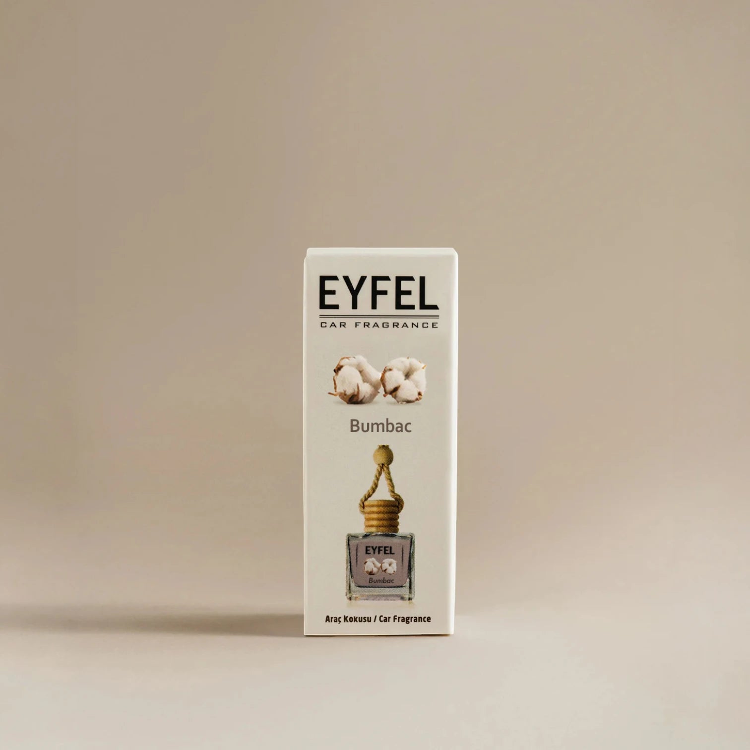 Eyfel Car Air Freshener – Bumbac Scent | Long-Lasting Hanging Wooden Diffuser with Liquid Perfume | Soft Cotton Fragrance for Cars & Small Spaces (10ml) - Damoo