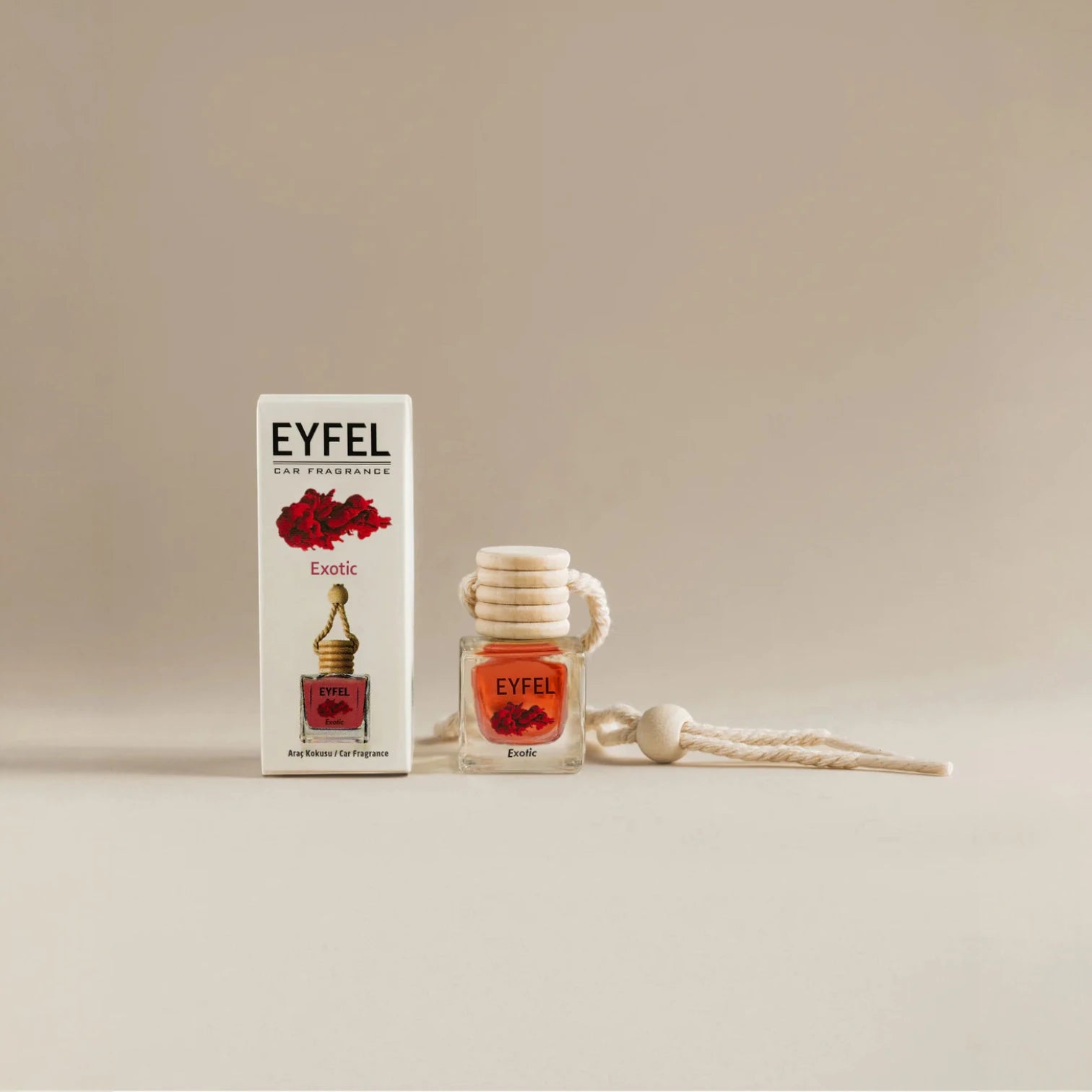 Eyfel Car Air Freshener – Exotic Scent | Long-Lasting Hanging Wooden Diffuser with Liquid Perfume | Luxurious, Tropical-Inspired Car Fragrance (10ml) - Damoo