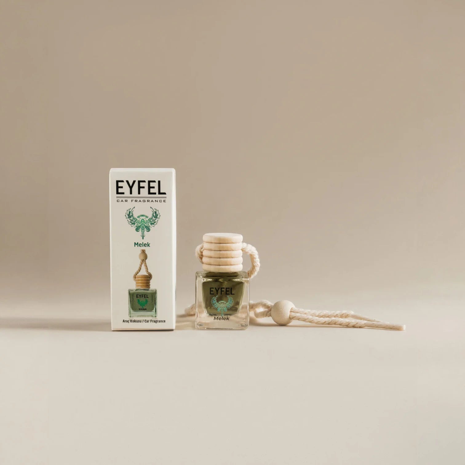 Eyfel Car Air Freshener – Melek (Angel) Scent | Long-Lasting Hanging Wooden Diffuser with Liquid Perfume | Soft, Heavenly Floral Car Fragrance (10ml) - Damoo