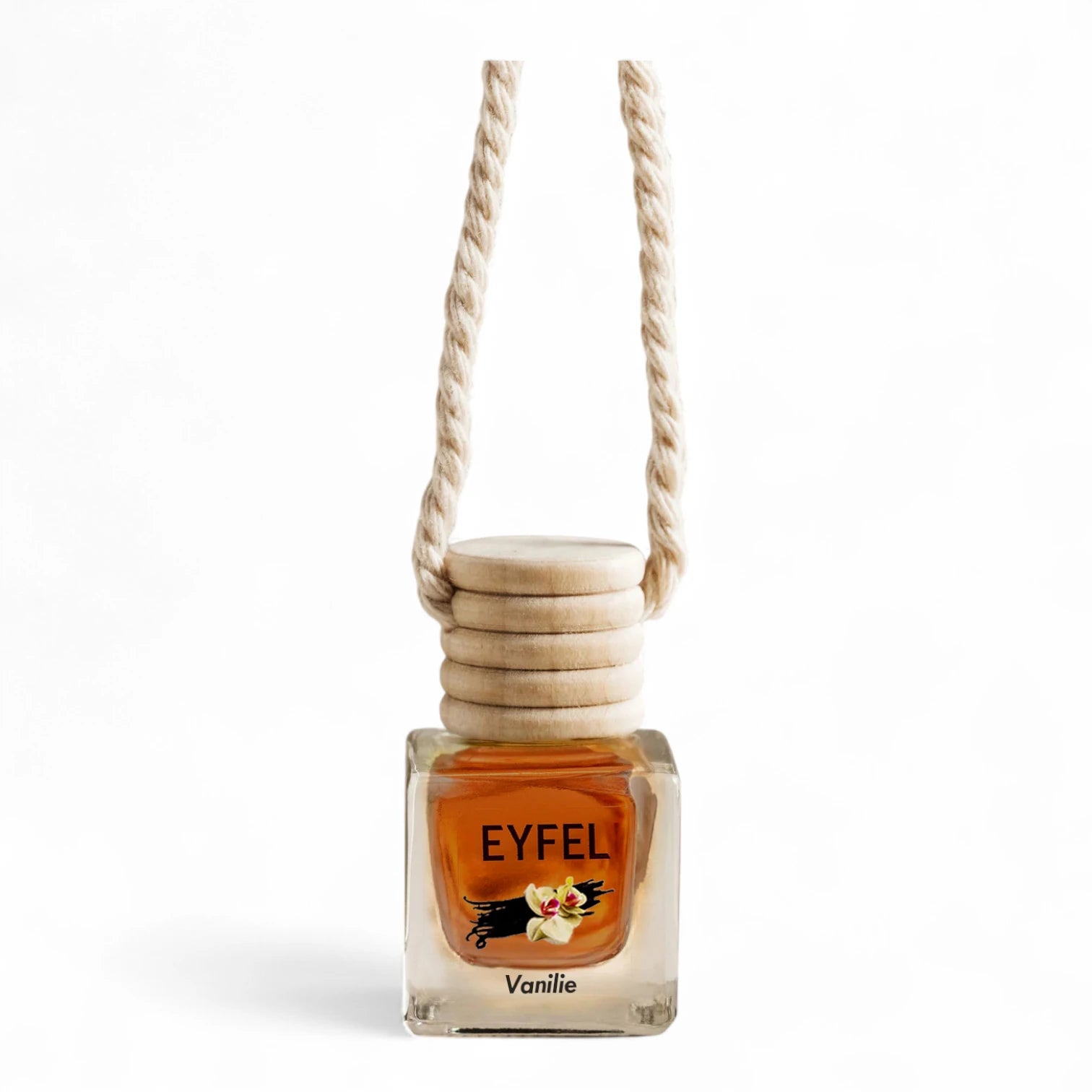 Eyfel Car Air Freshener – Vanilla Scent | Long-Lasting Hanging Wooden Diffuser with Liquid Perfume | Warm, Sweet, and Soothing Car Fragrance (10ml) - Damoo