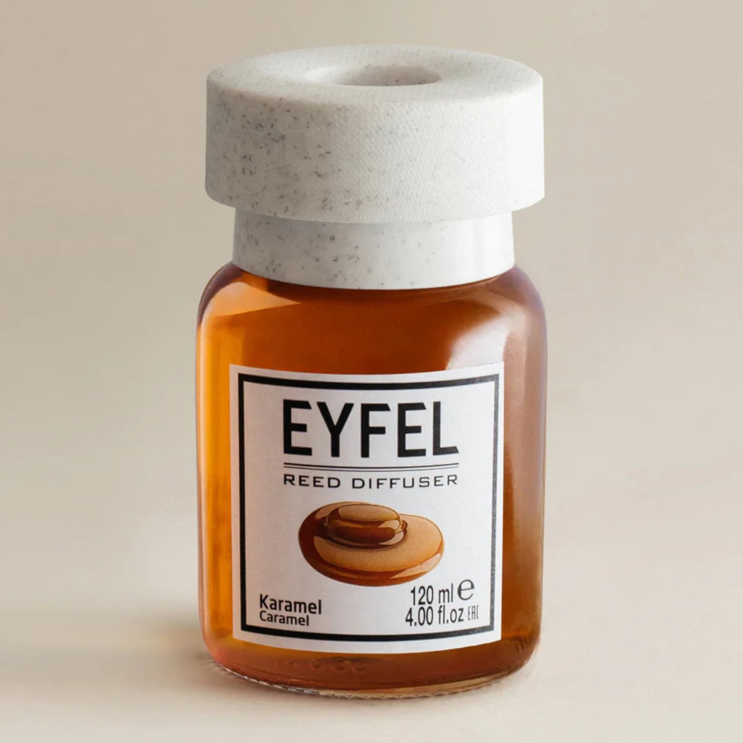 EYFEL Caramel Reed Diffuser – 120ML Home Fragrance with Aroma Sticks | Long-Lasting Sweet Scent | Turkish Essential Oil Diffuser for Living Room, Bedroom, Bathroom & Office - Damoo