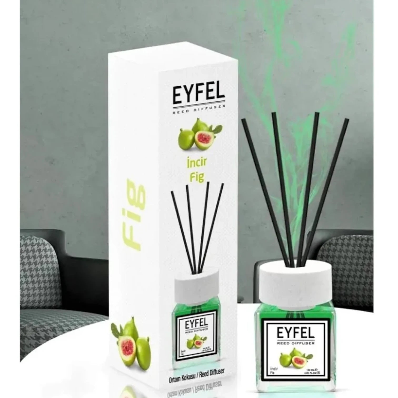 EYFEL Fig Reed Diffuser – 120ML Long-Lasting Home Fragrance | Sweet & Earthy Incir Scent | Elegant Room Aroma Diffuser with Sticks for Living Room, Bathroom & Office - Damoo