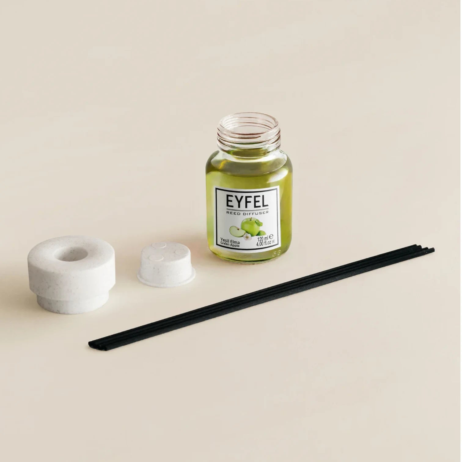 Eyfel Green Apple Reed Diffuser 120ML – Long-Lasting Home Fragrance, Fresh Apple Scent, Scented Oil Diffuser Sticks for Living Room, Office & More - Damoo