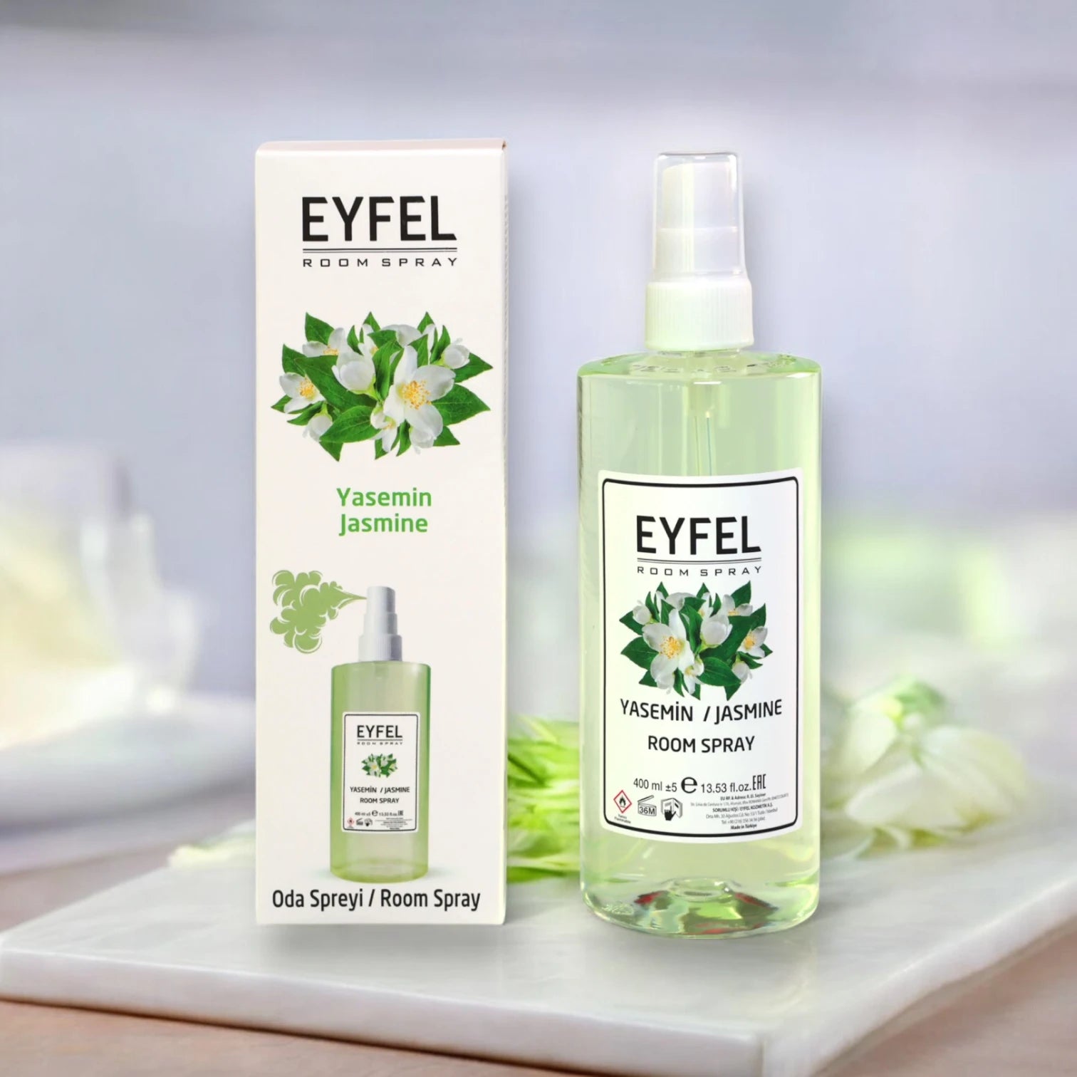 Eyfel Jasmine Room Spray 400ml - Elegant White Floral Home Fragrance - Damoo