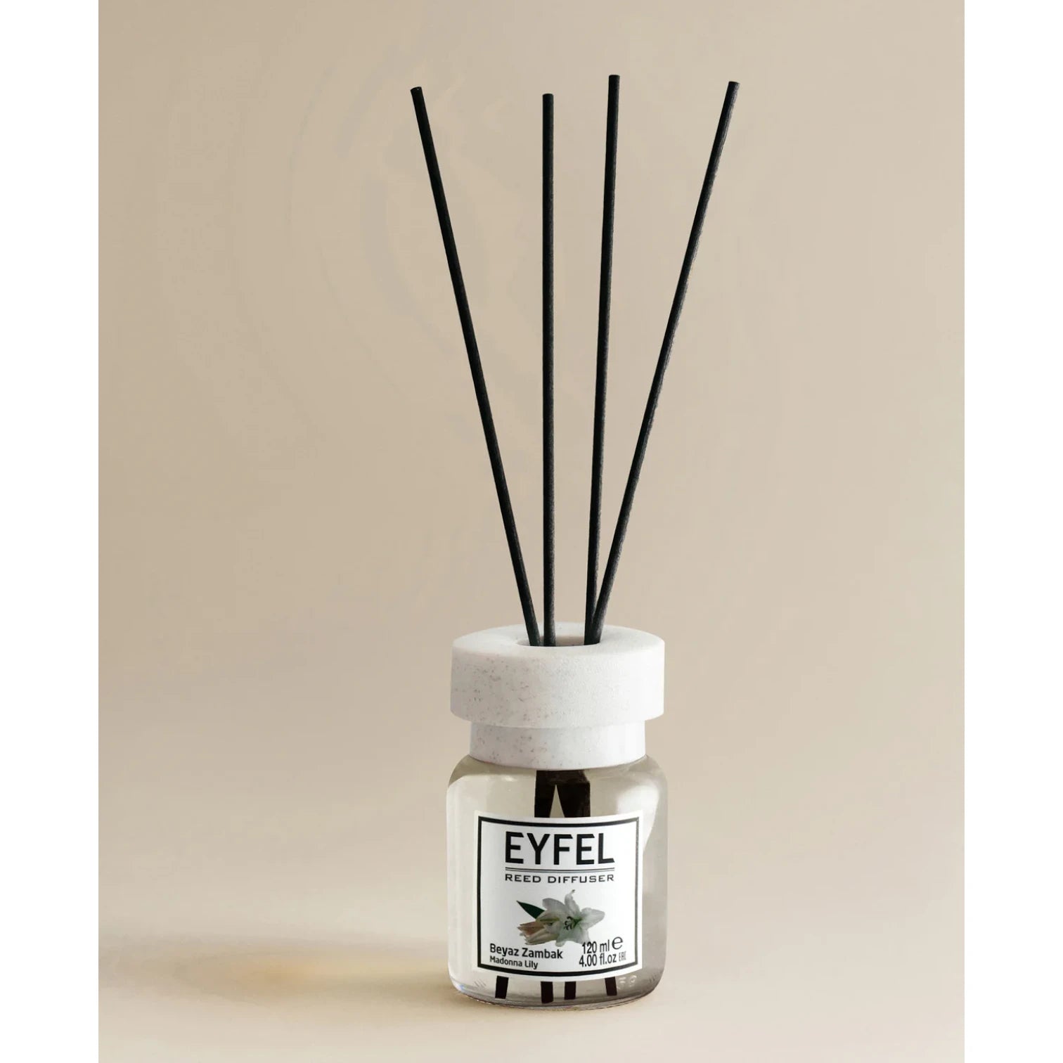 EYFEL Madona Lily Reed Diffuser – 120ML Almond Scent | Long-Lasting Aroma Diffuser for Home, Office & Bathroom | Elegant Decorative Air Freshener - Damoo