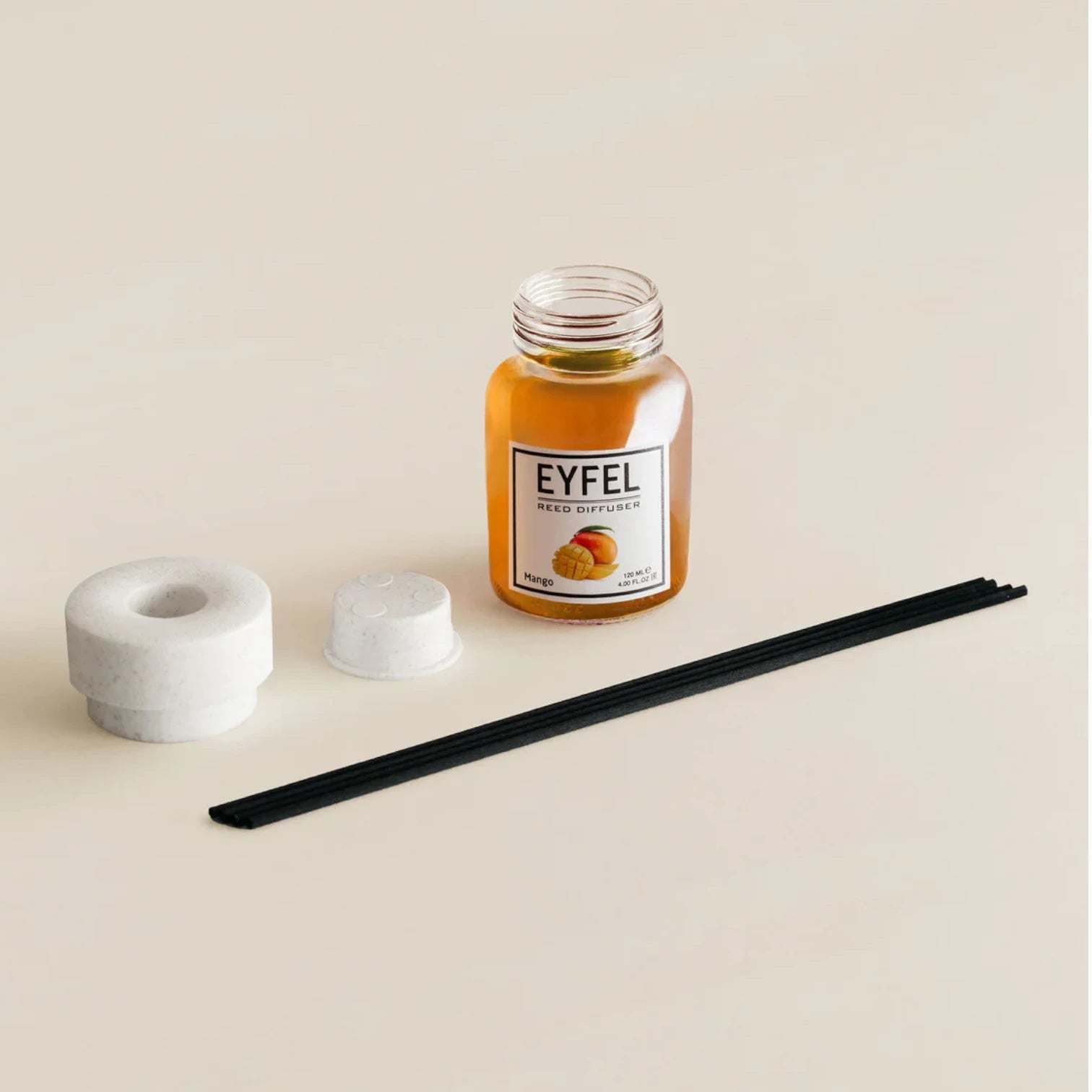EYFEL Mango Reed Diffuser – 120ML Long-Lasting Home Fragrance | Tropical Scent with Natural Reeds | Decorative Aromatherapy Air Freshener for Home or Office - Damoo