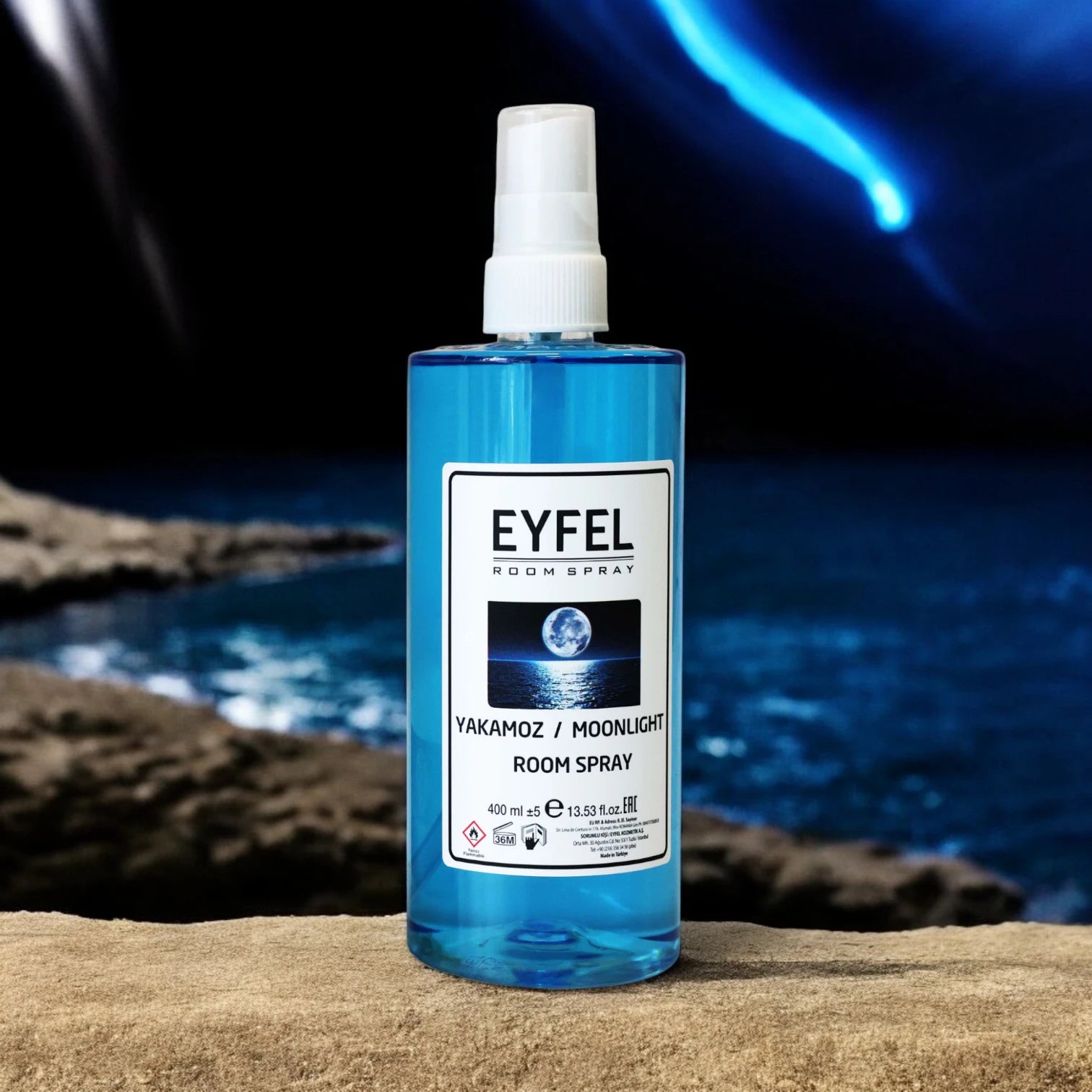 EYFEL Moonlight Room Spray – 400 ml Yakamoz Fragrance in Elegant Blue Bottle – Calming & Refreshing Home Air Freshener for Bedroom, Office & Living Spaces - Damoo