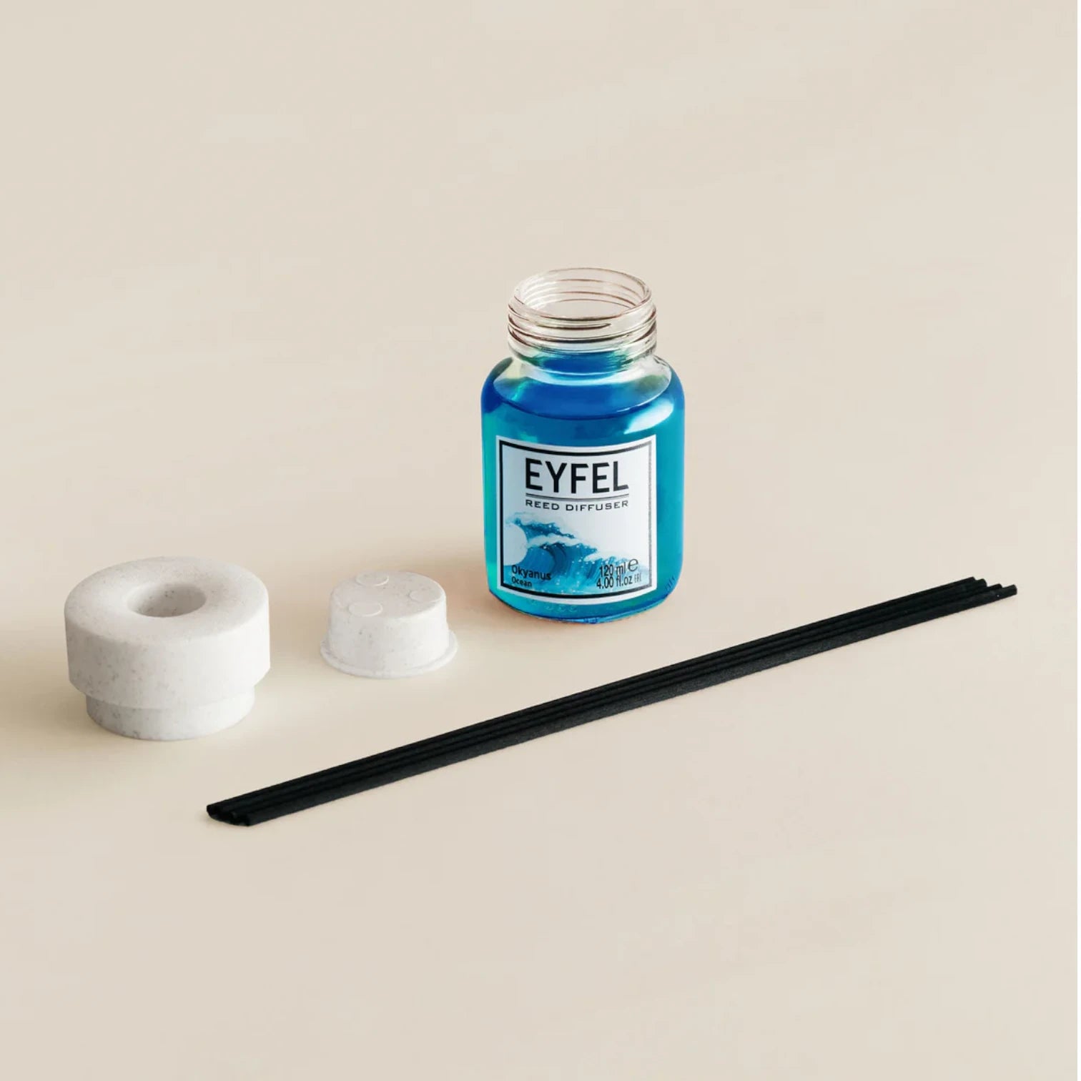 EYFEL Ocean Reed Diffuser – 120ML Home Fragrance with Reed Sticks | Long-Lasting Fresh Coastal Scent | Elegant Aroma Diffuser for Bathroom, Bedroom & Living Room - Damoo