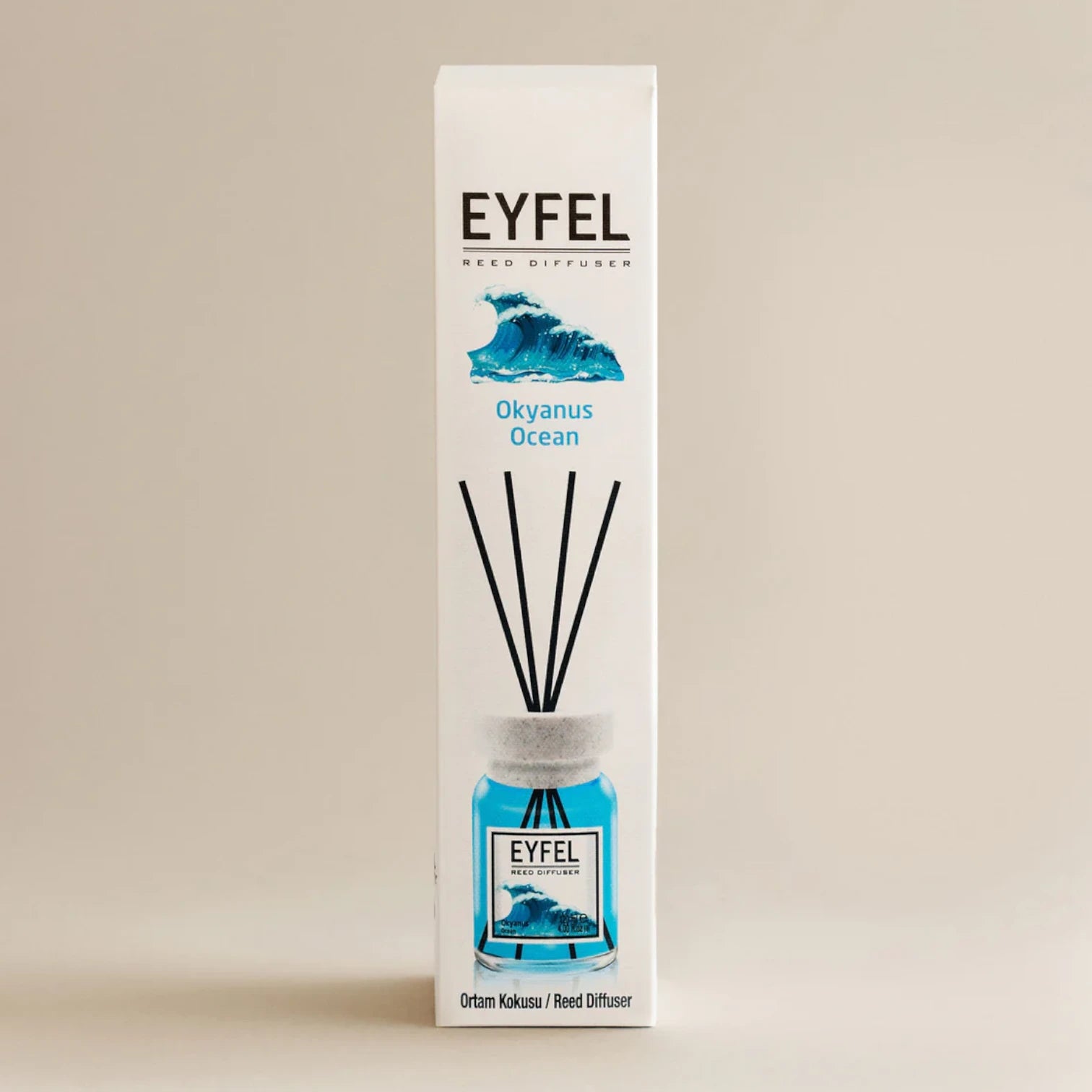 EYFEL Ocean Reed Diffuser – 120ML Home Fragrance with Reed Sticks | Long-Lasting Fresh Coastal Scent | Elegant Aroma Diffuser for Bathroom, Bedroom & Living Room - Damoo