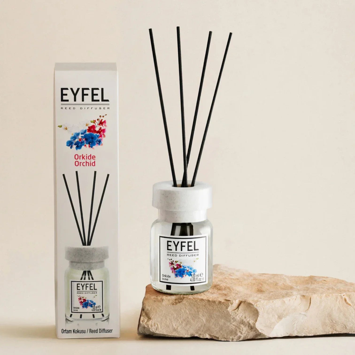 EYFEL Orchid Reed Diffuser – 120ML Floral Home Fragrance | Long-Lasting Air Freshener for Bedroom, Living Room & Office | Elegant & Exotic Orchid Scent Diffuser - Damoo