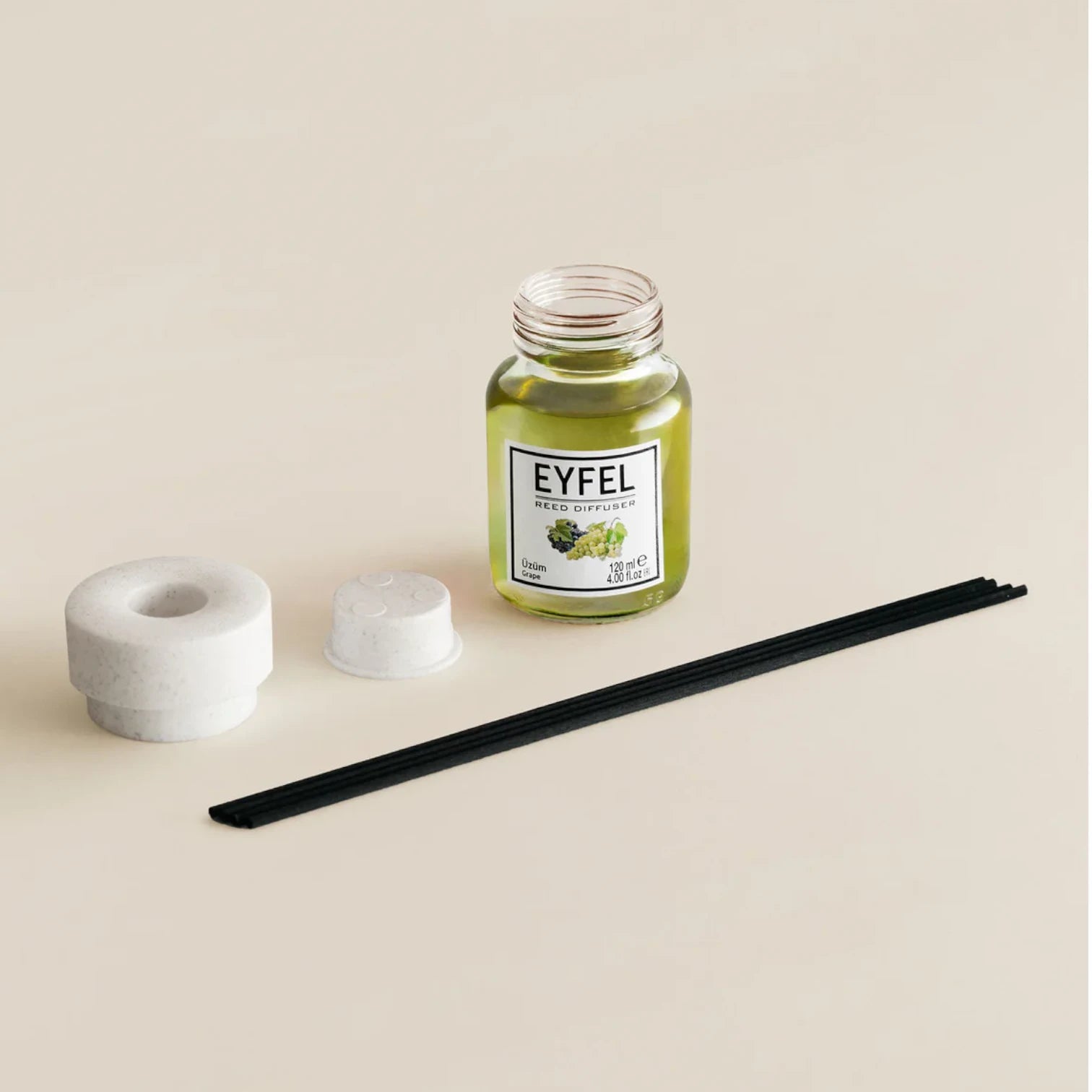 EYFEL Reed Diffuser Grape 120ml – Long-Lasting Fruity Aroma, Home & Office Air Freshener, Aromatherapy Room Diffuser - Damoo