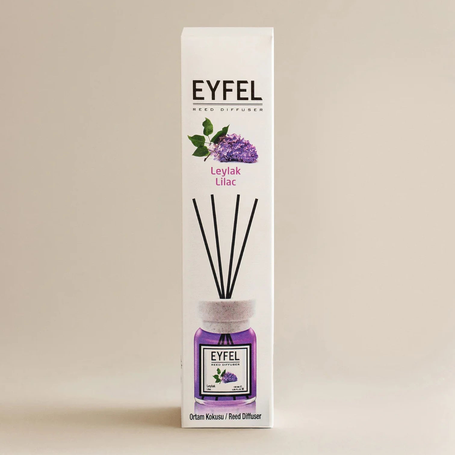 EYFEL Reed Diffuser Lilac 120ml – Long-Lasting Scented Sticks Air Freshener, Elegant Home Fragrance, Made in Turkey - Damoo