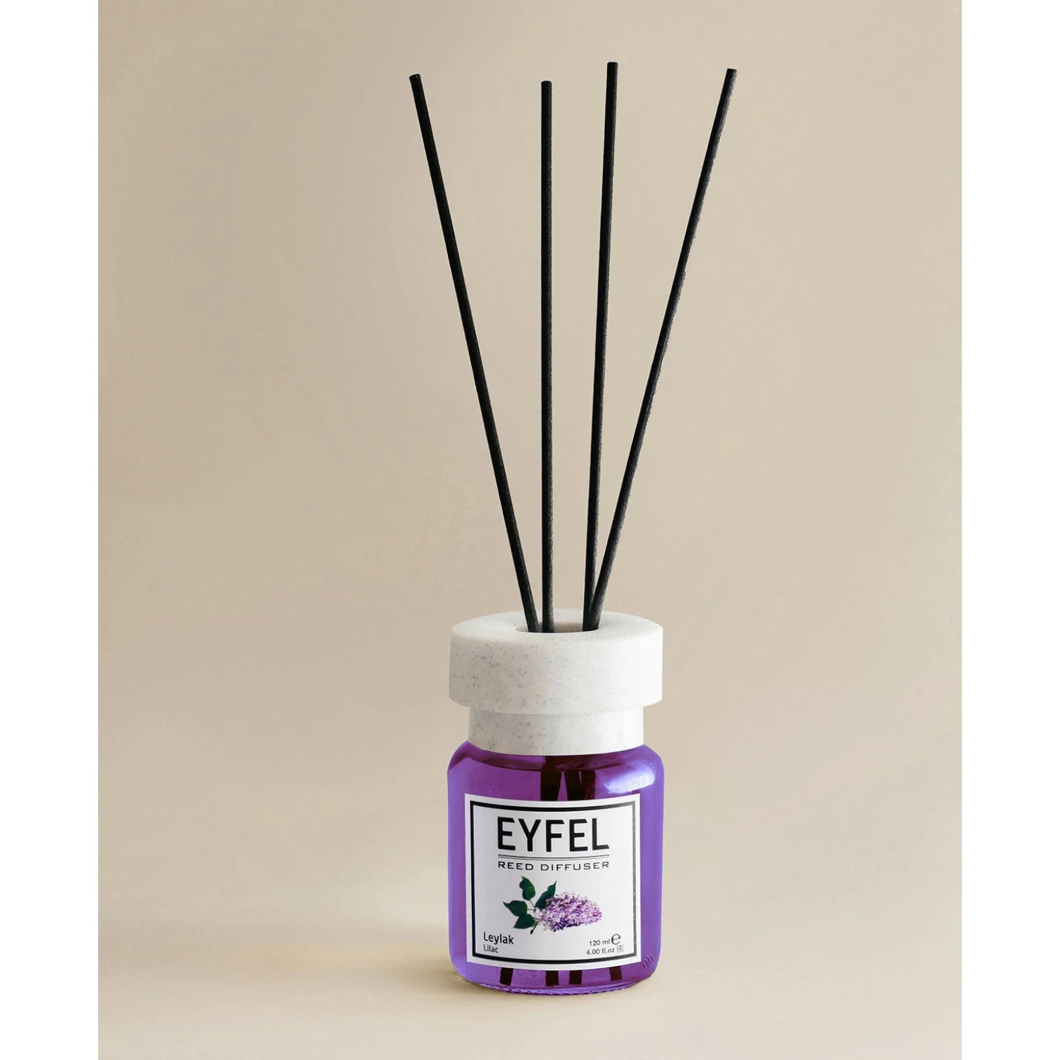 EYFEL Reed Diffuser Lilac 120ml – Long-Lasting Scented Sticks Air Freshener, Elegant Home Fragrance, Made in Turkey - Damoo